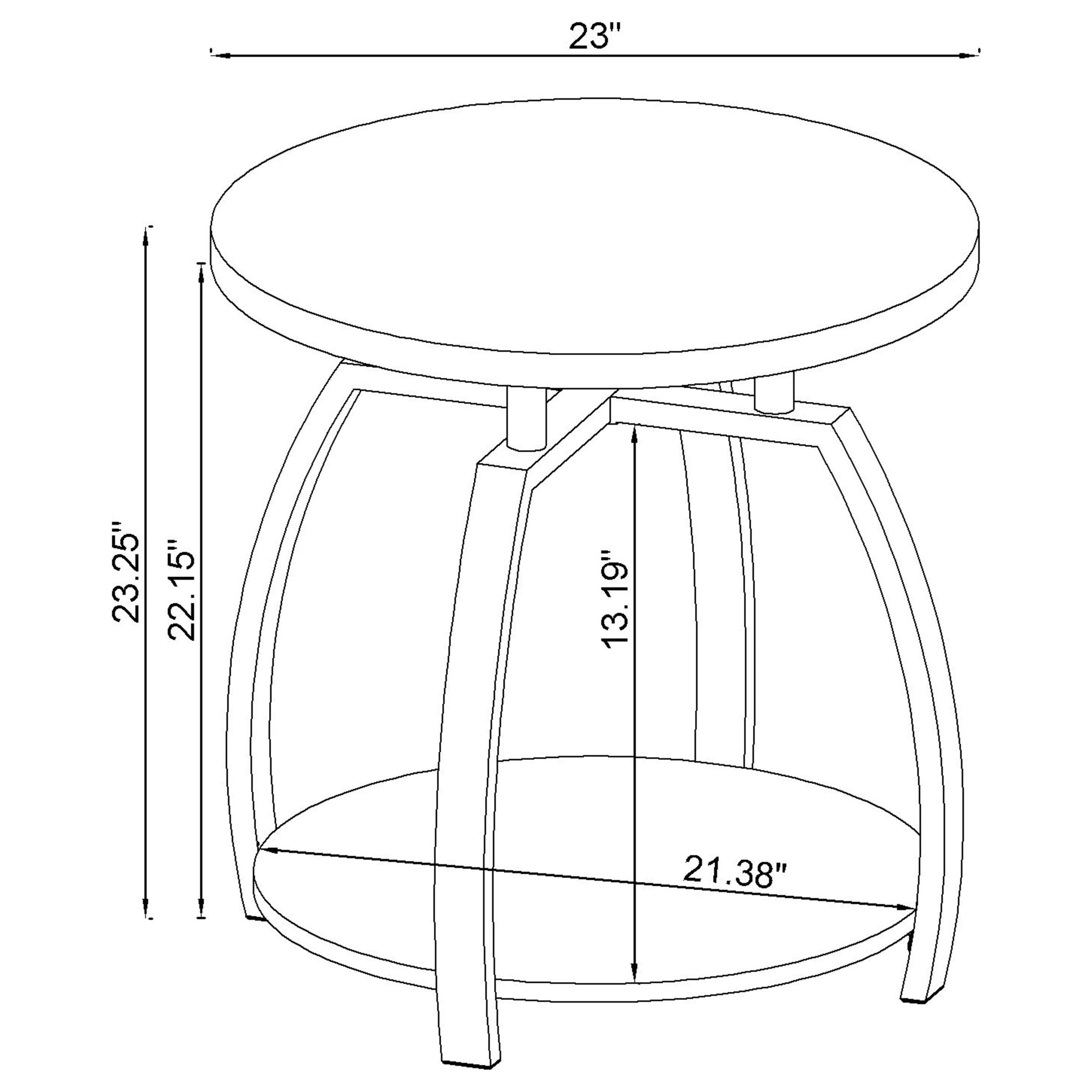 Dacre Round End Table Dark Grey and Black Nickel