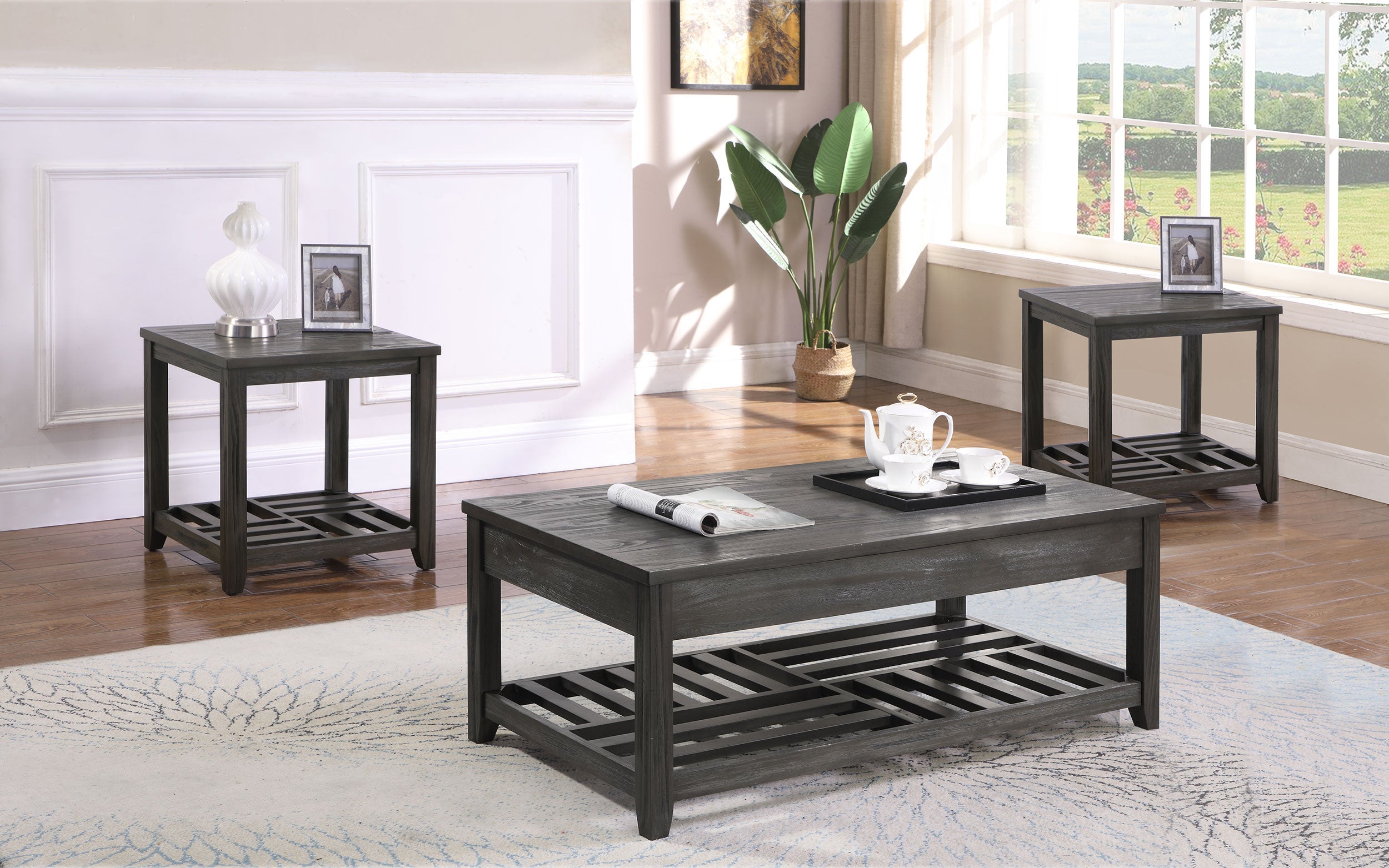 Cliffview  Lift Top Coffee and End Table Set Grey