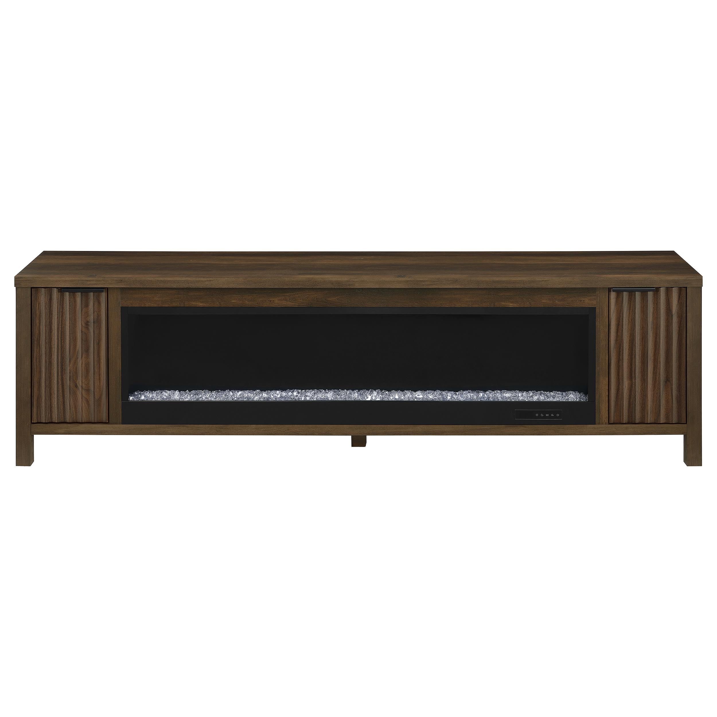 Carey 79-inch TV Stand Fireplace Media Console Dark Pine