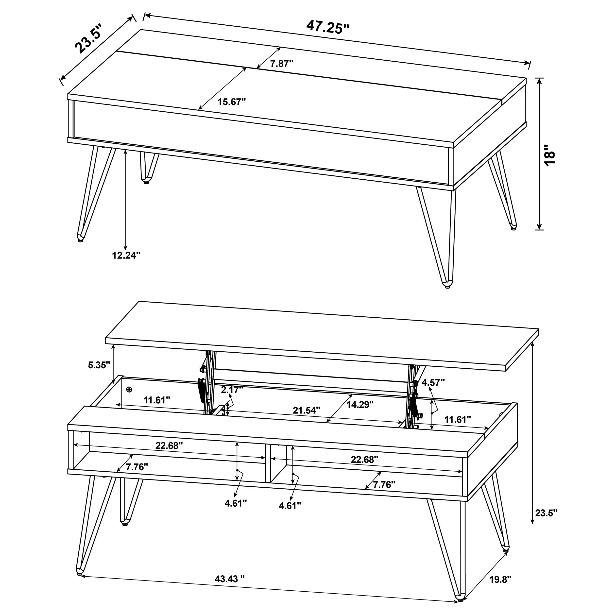 Fanning Lift Top Coffee and End Table Set Golden Oak