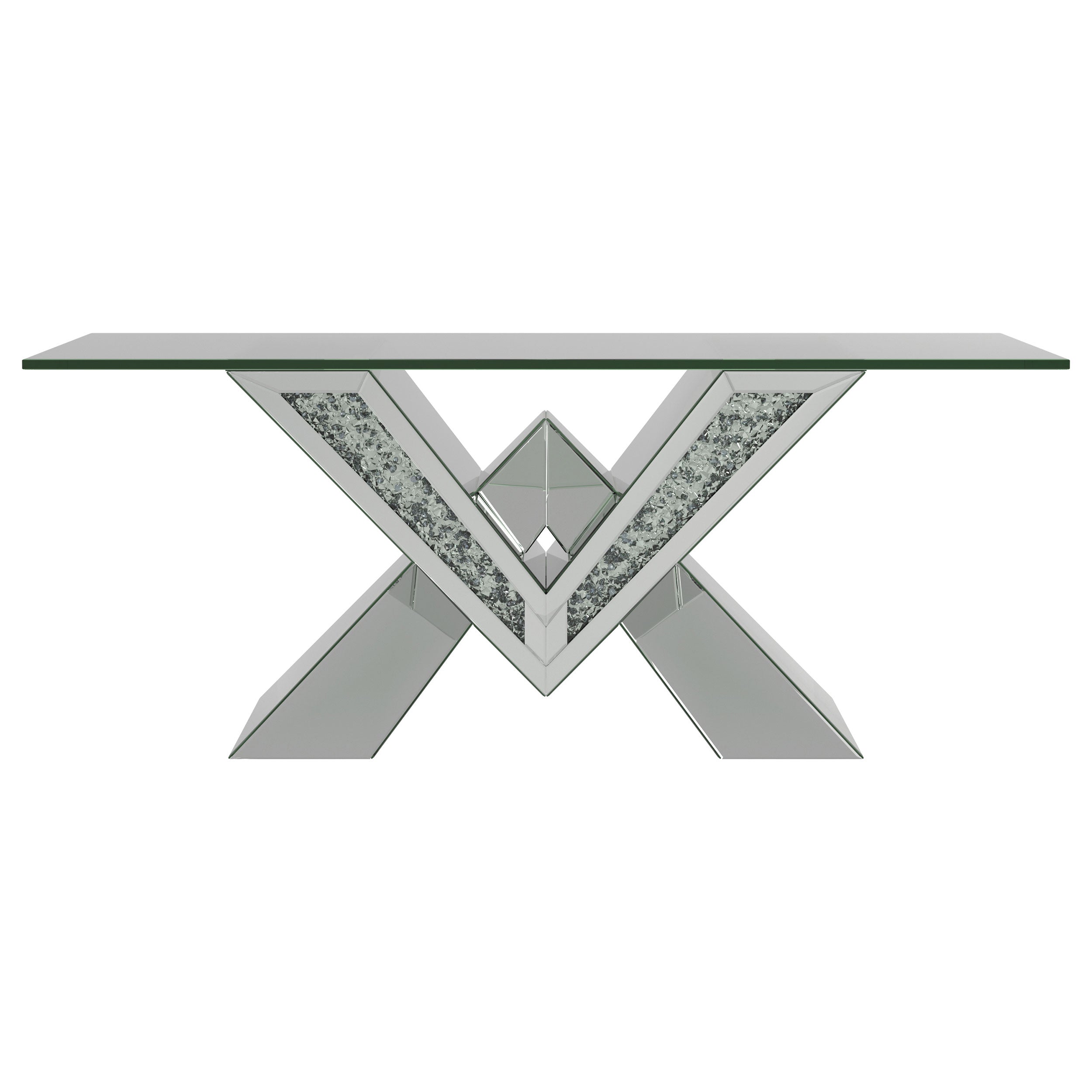 Taffeta Mirrored Coffee and End Table Set Silver