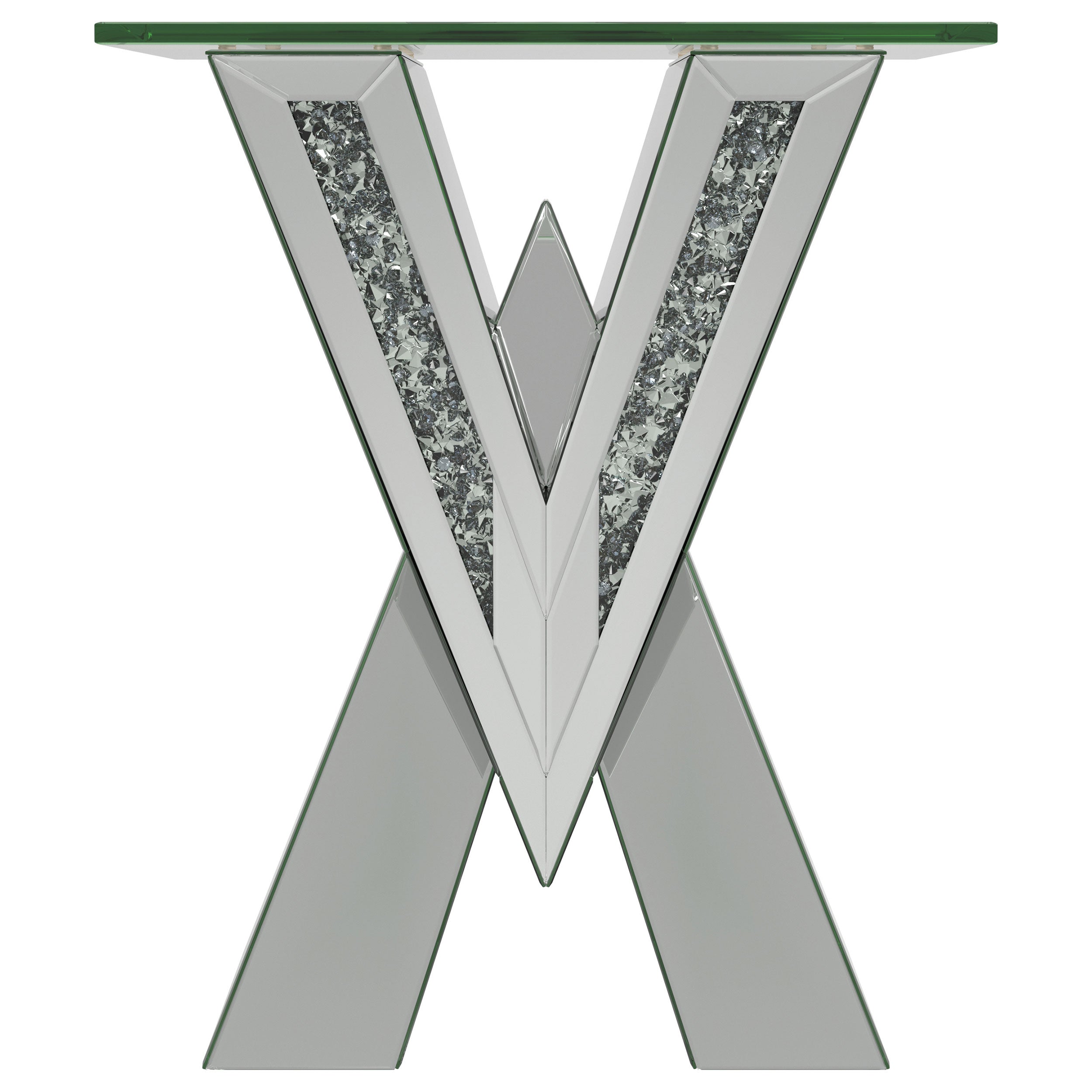 Taffeta Mirrored Coffee and End Table Set Silver