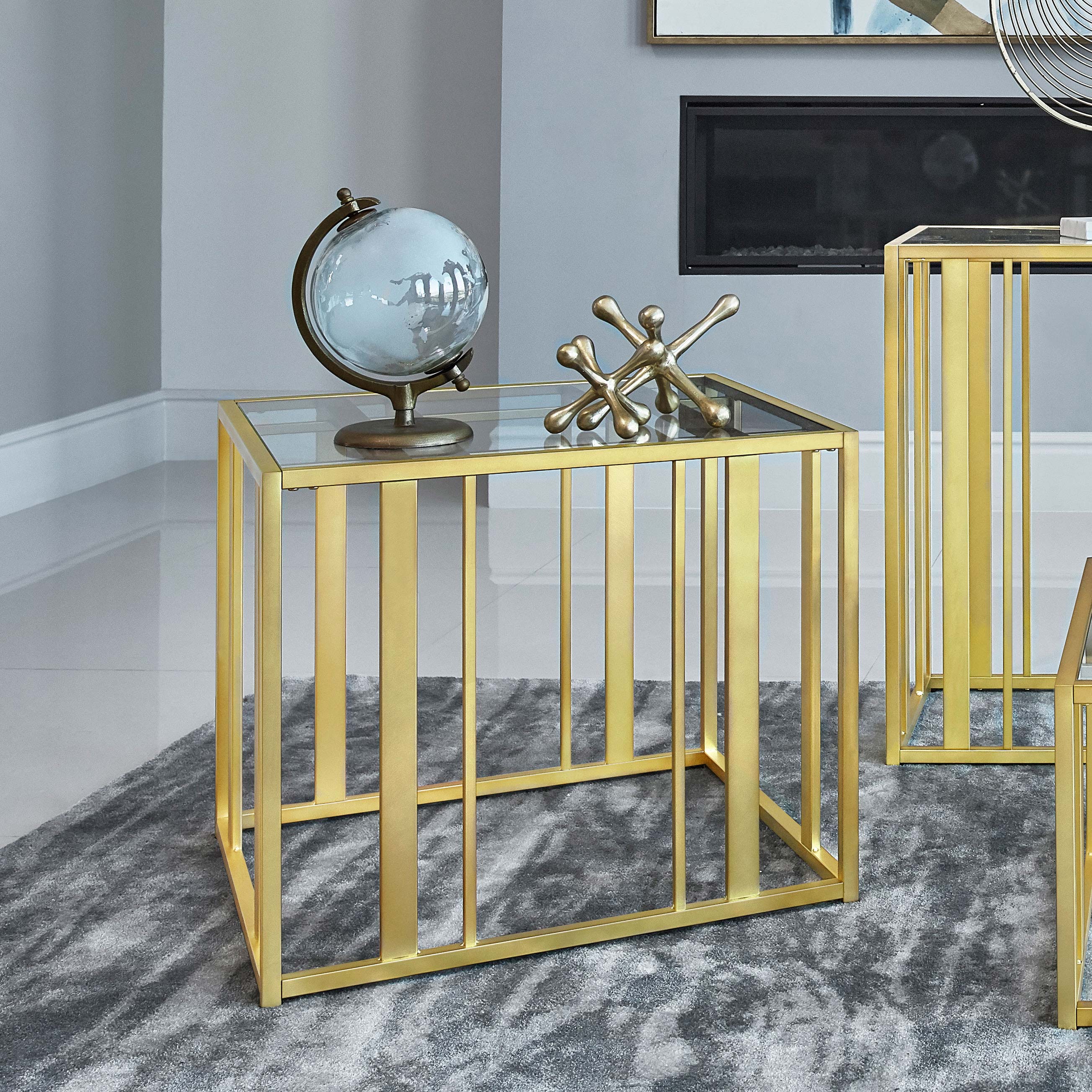 Adri Metal Frame End Table Matte Brass