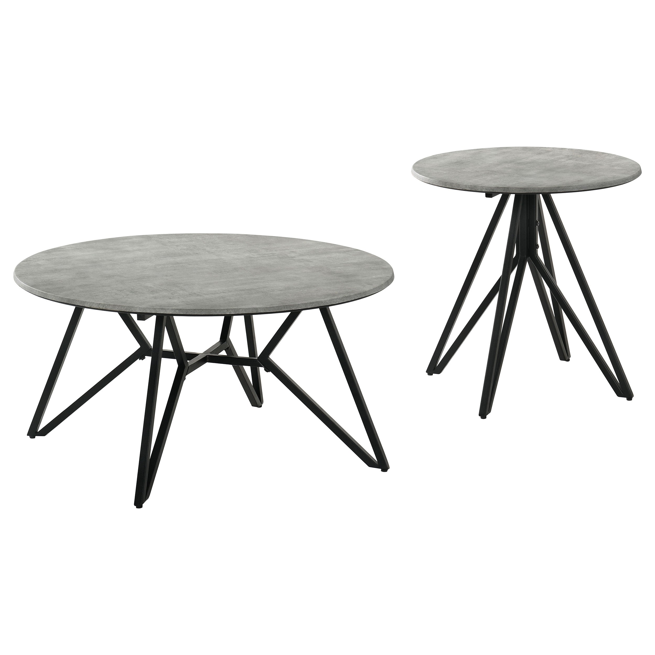 Hadi  Round SmartTop Coffee and End Table Set Cement