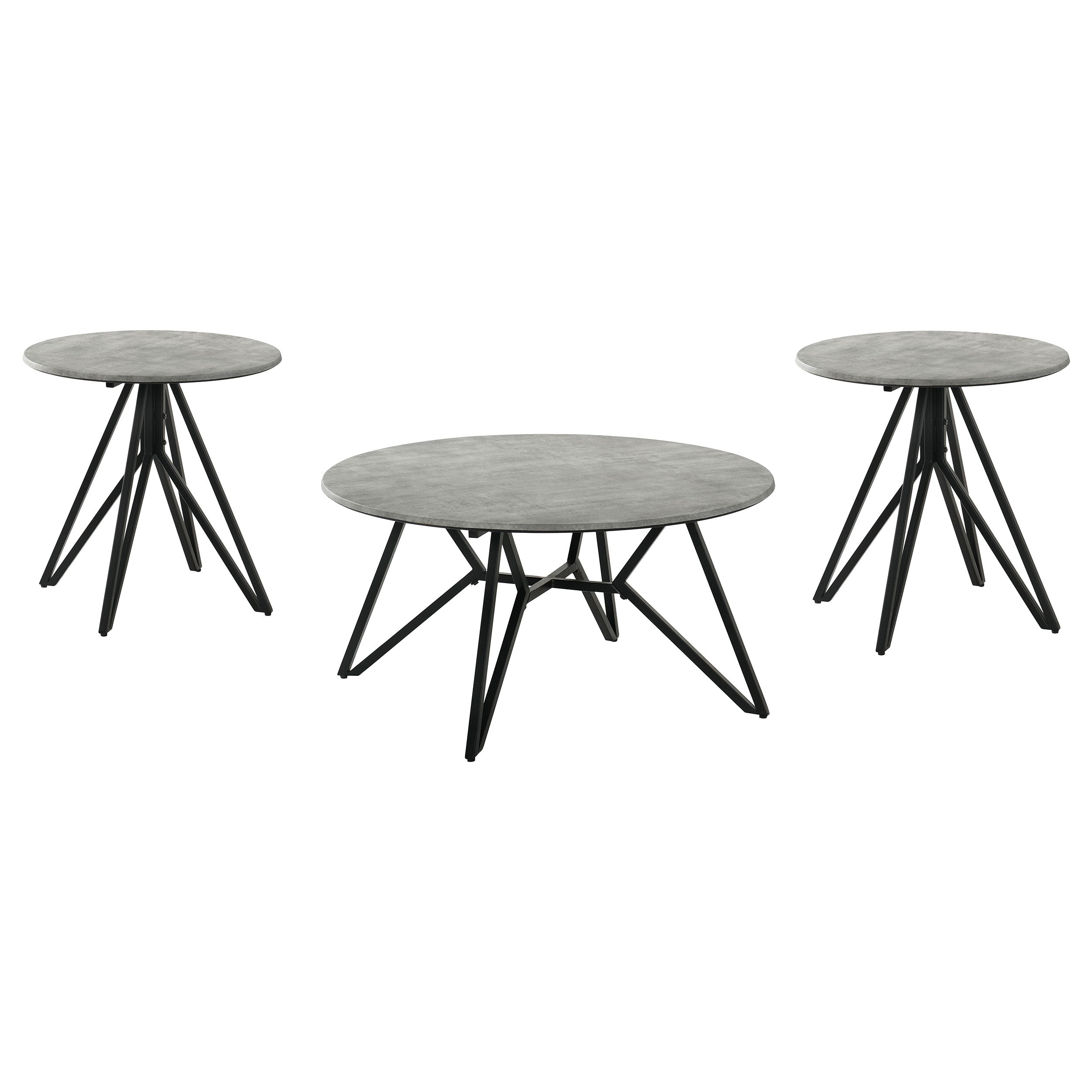 Hadi  Round SmartTop Coffee and End Table Set Cement