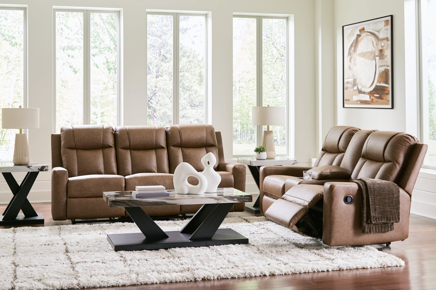 Mackmenville Reclining Sofa and Reclining Loveseat with Console Living Room Set