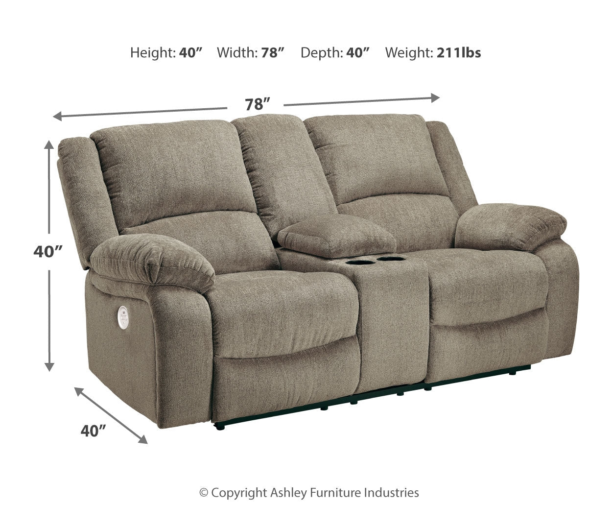 Draycoll DBL Rec Loveseat w/Console