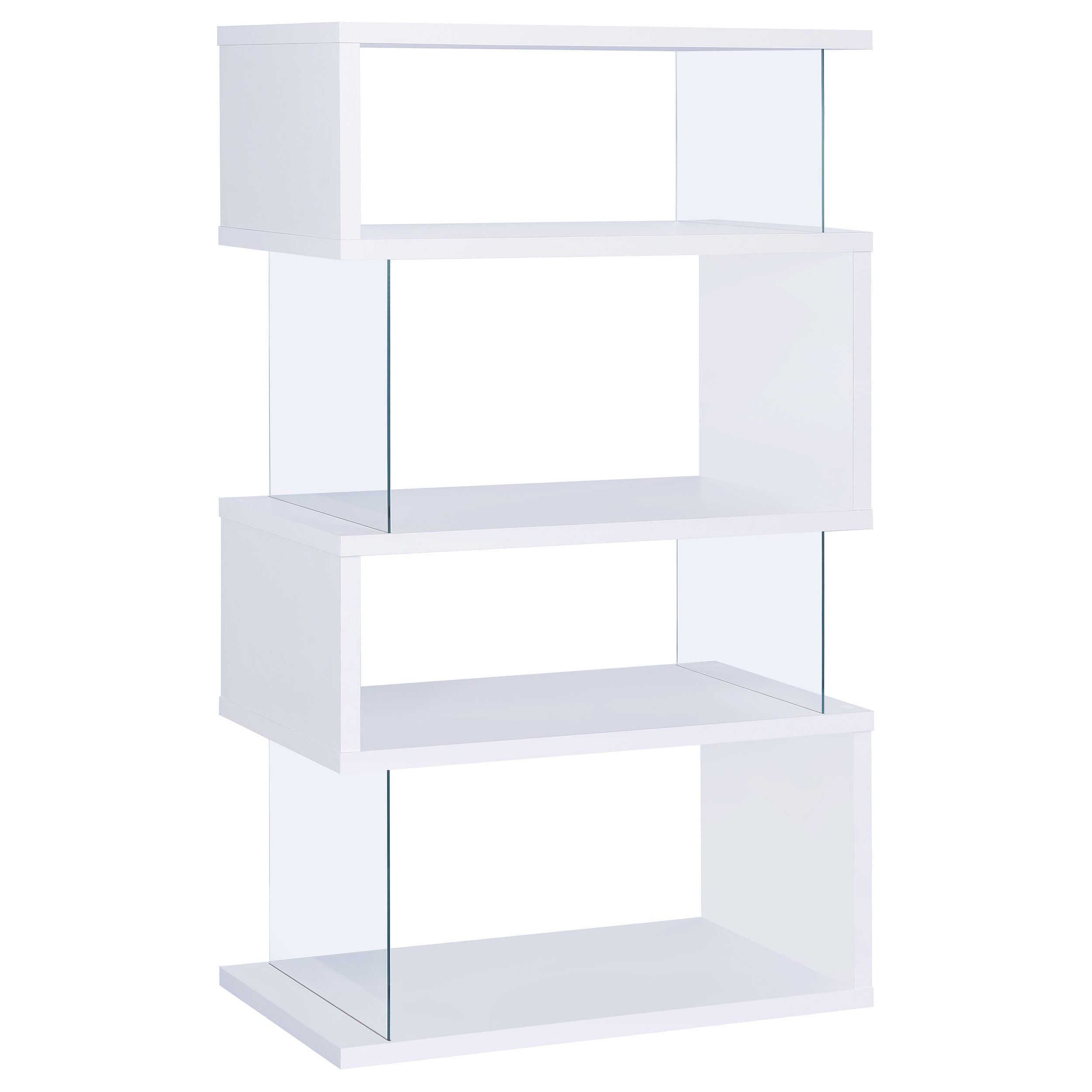 Emelle 4-tier Bookcase White and Clear