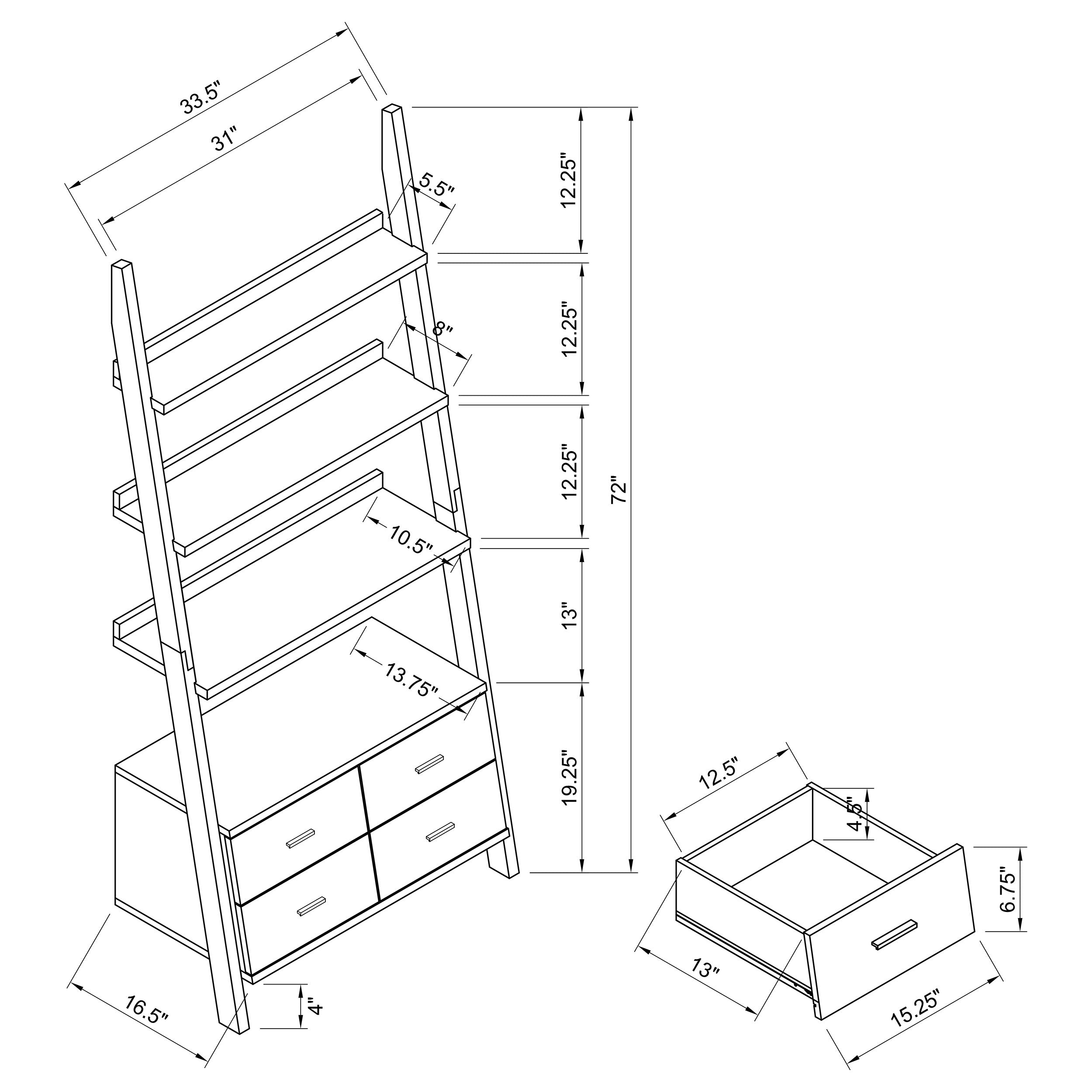 Colella 4-drawer Storage Bookcase Cappuccino