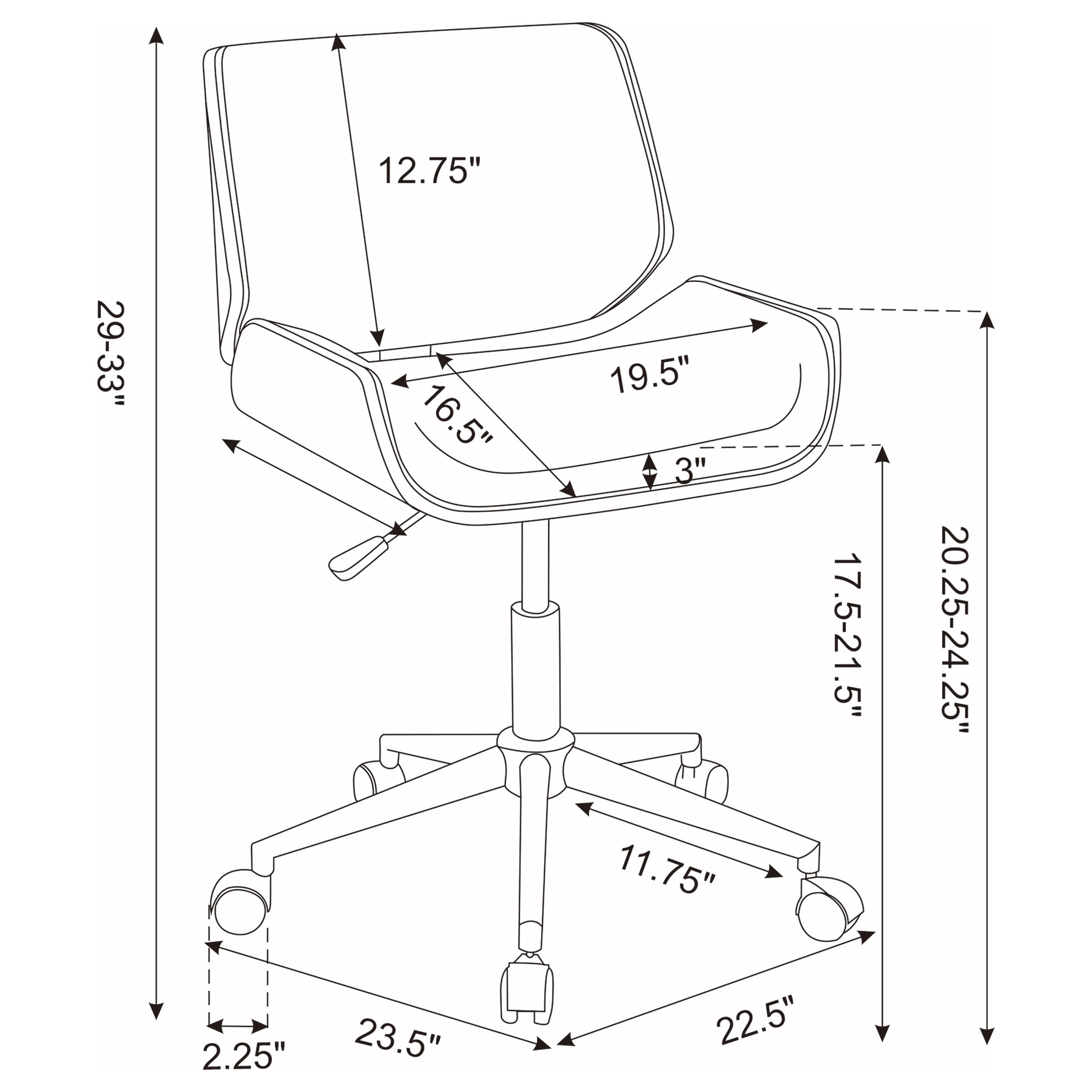 Addington Adjustable Height Office Chair Black and Chrome