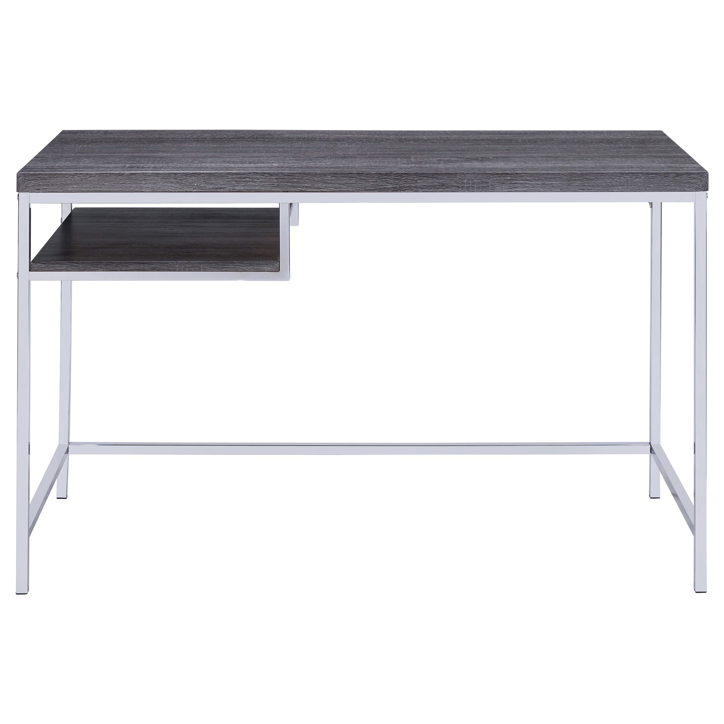 Kravitz Rectangular Writing Desk Weathered Grey and Chrome