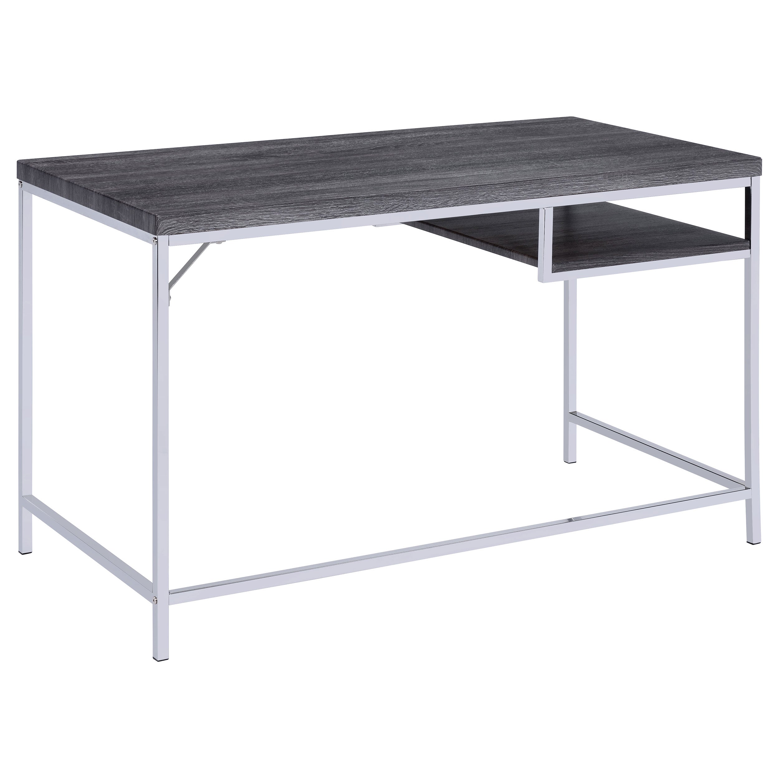 Kravitz Rectangular Writing Desk Weathered Grey and Chrome