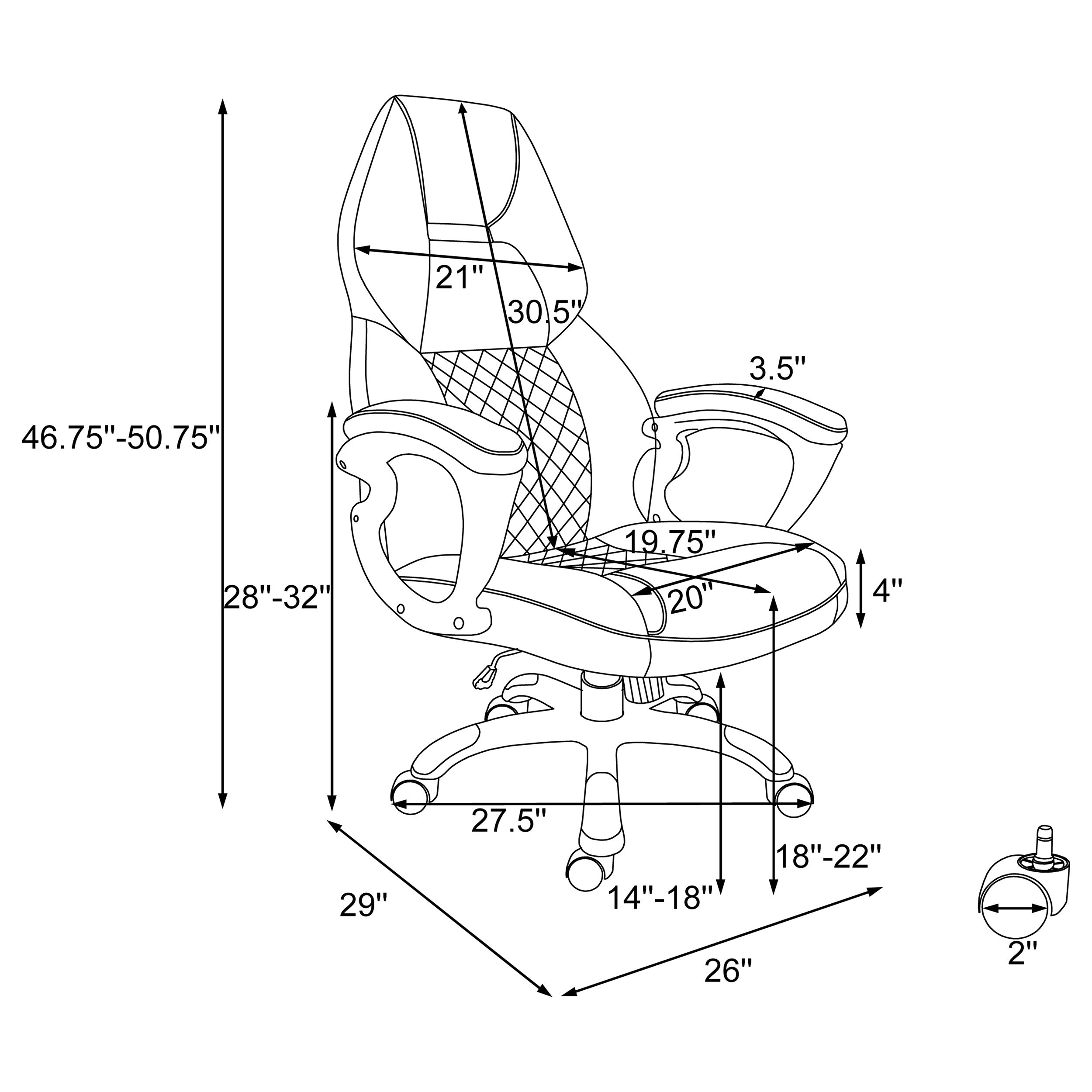 Bruce Adjustable Height Office Chair Black and Silver