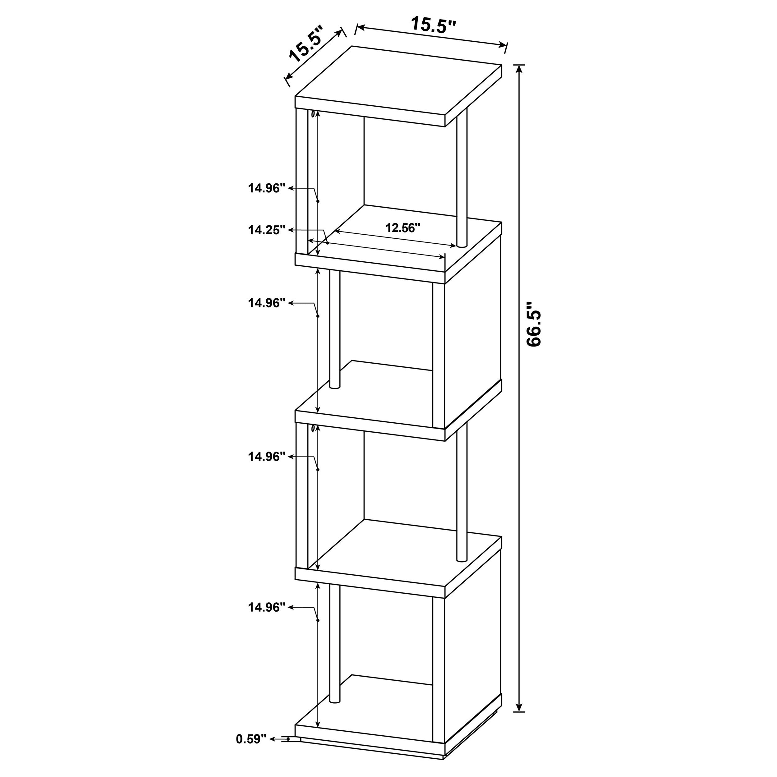 Baxter 4-shelf Bookcase White and Chrome