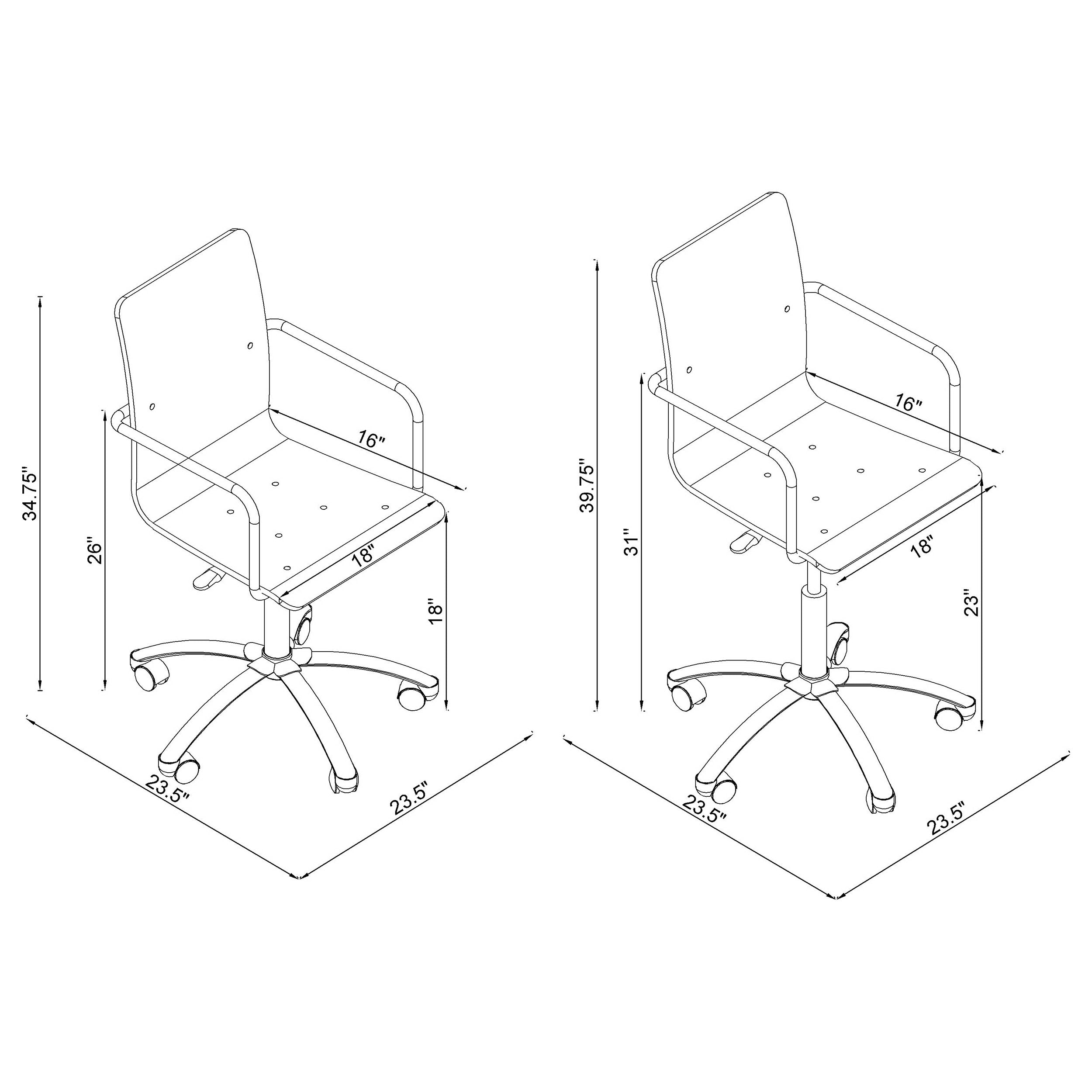 Amaturo Office Chair with Casters Clear and Chrome