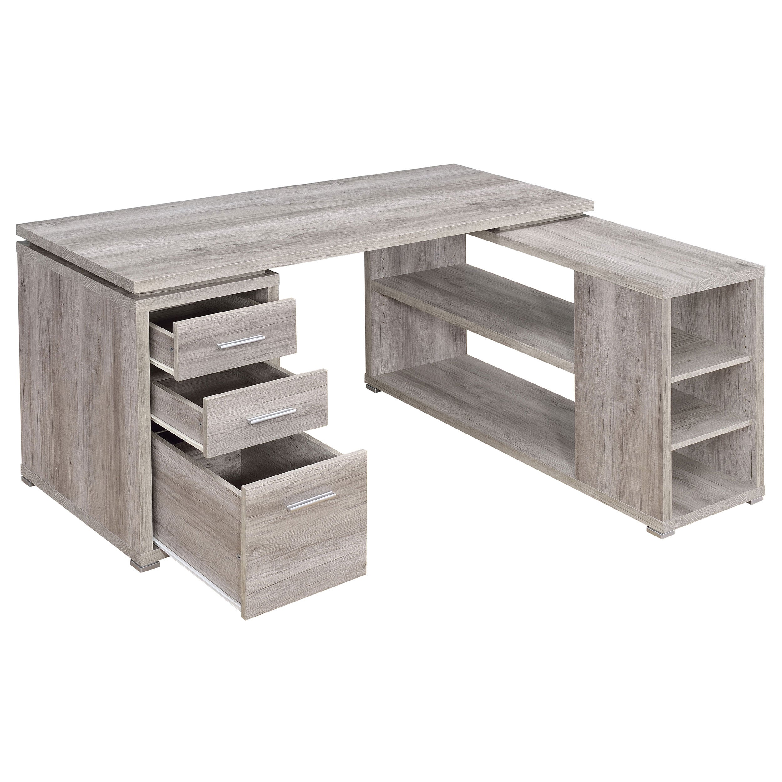 Yvette L-shape Office Desk Grey Driftwood