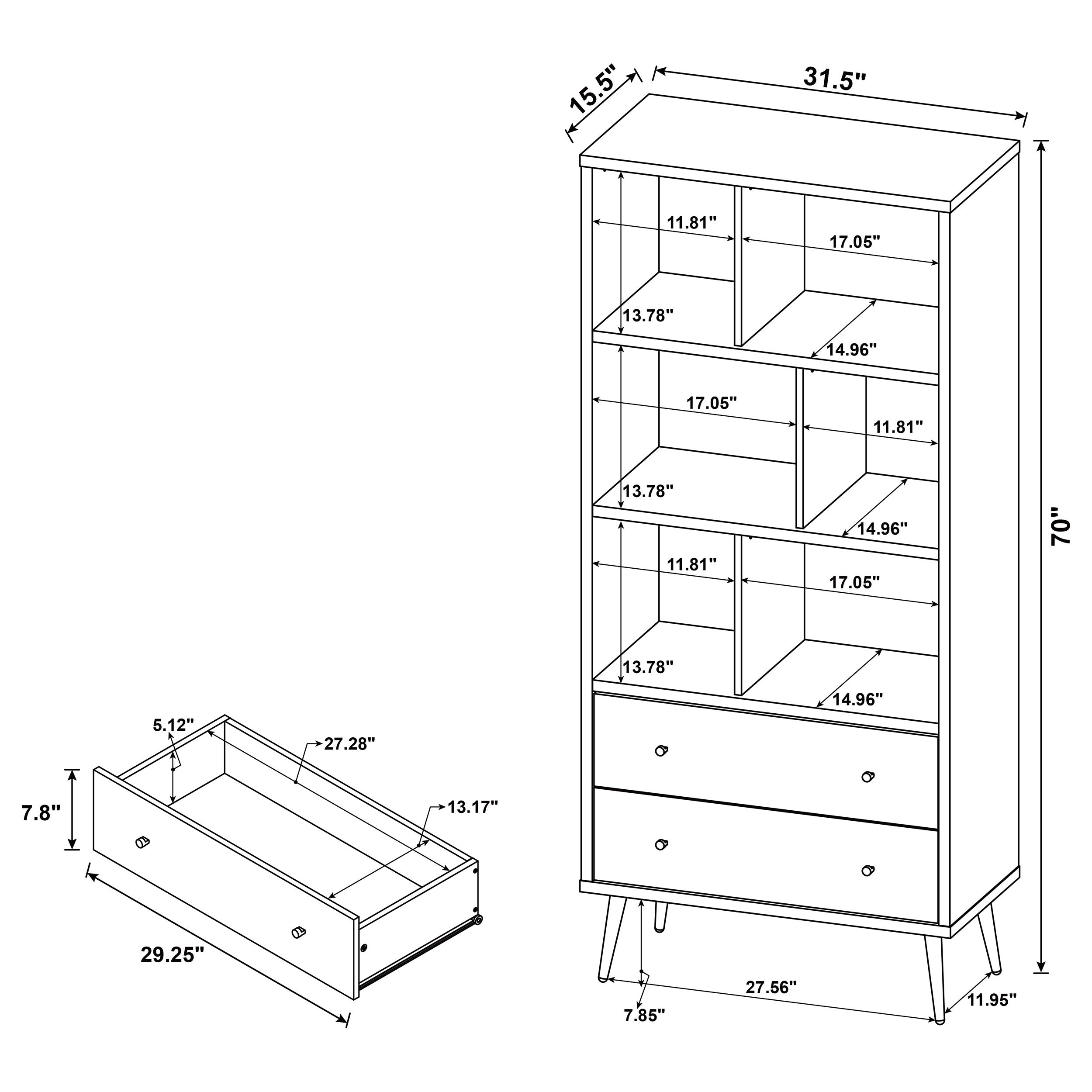 Maeve 3-shelf Engineered Wood Bookcase with Drawers Antique Pine and Grey