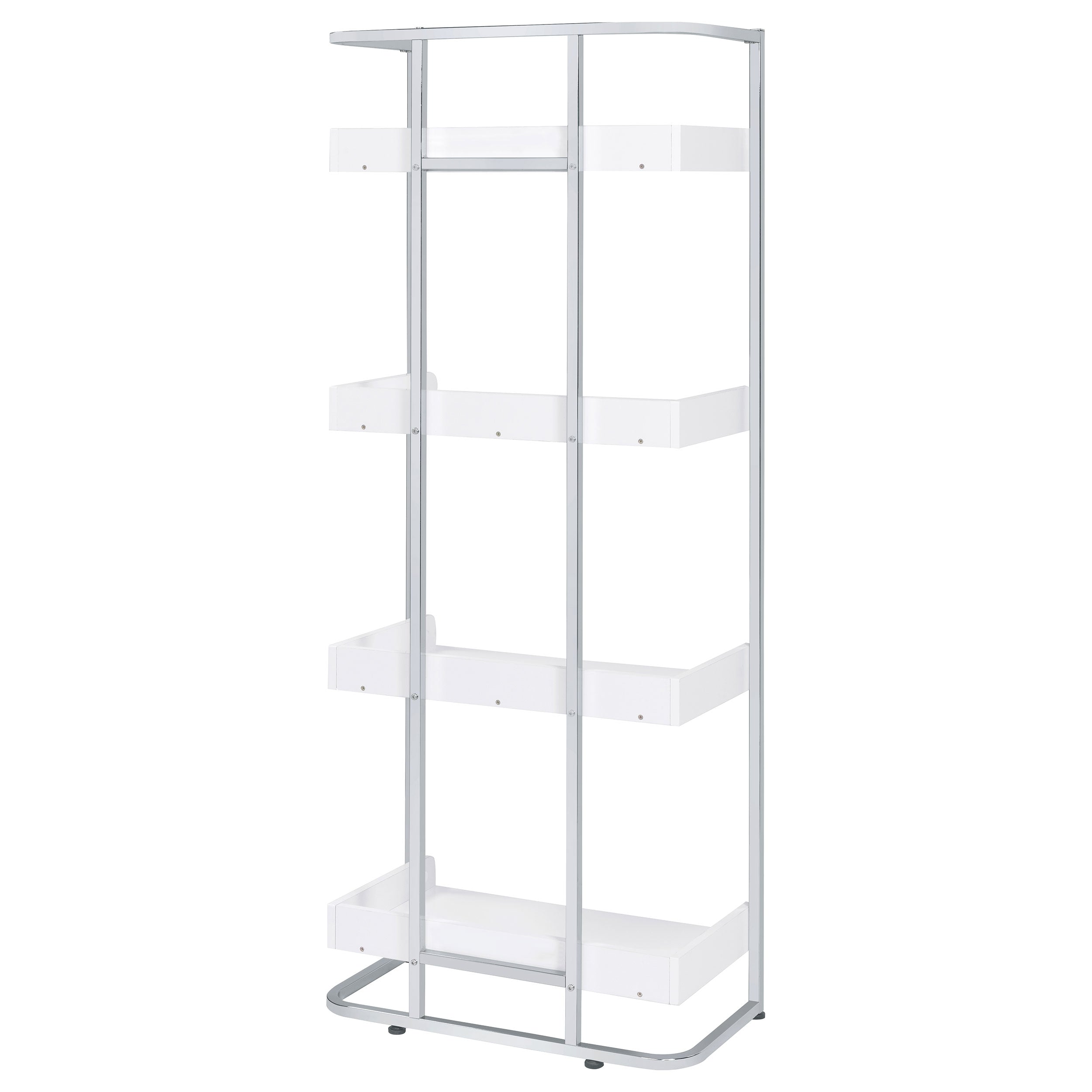 Ember 4-shelf Bookcase White High Gloss and Chrome