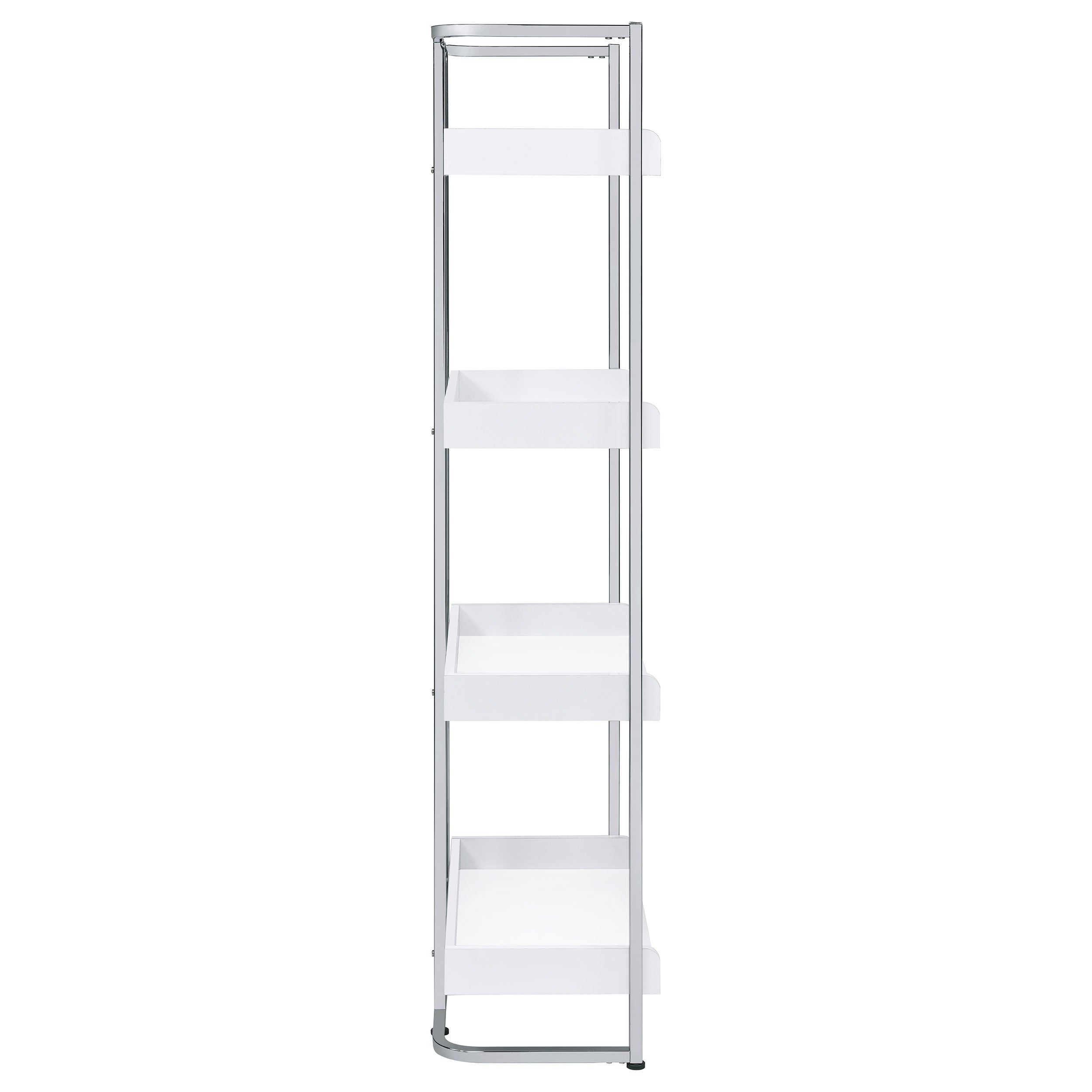 Ember 4-shelf Bookcase White High Gloss and Chrome