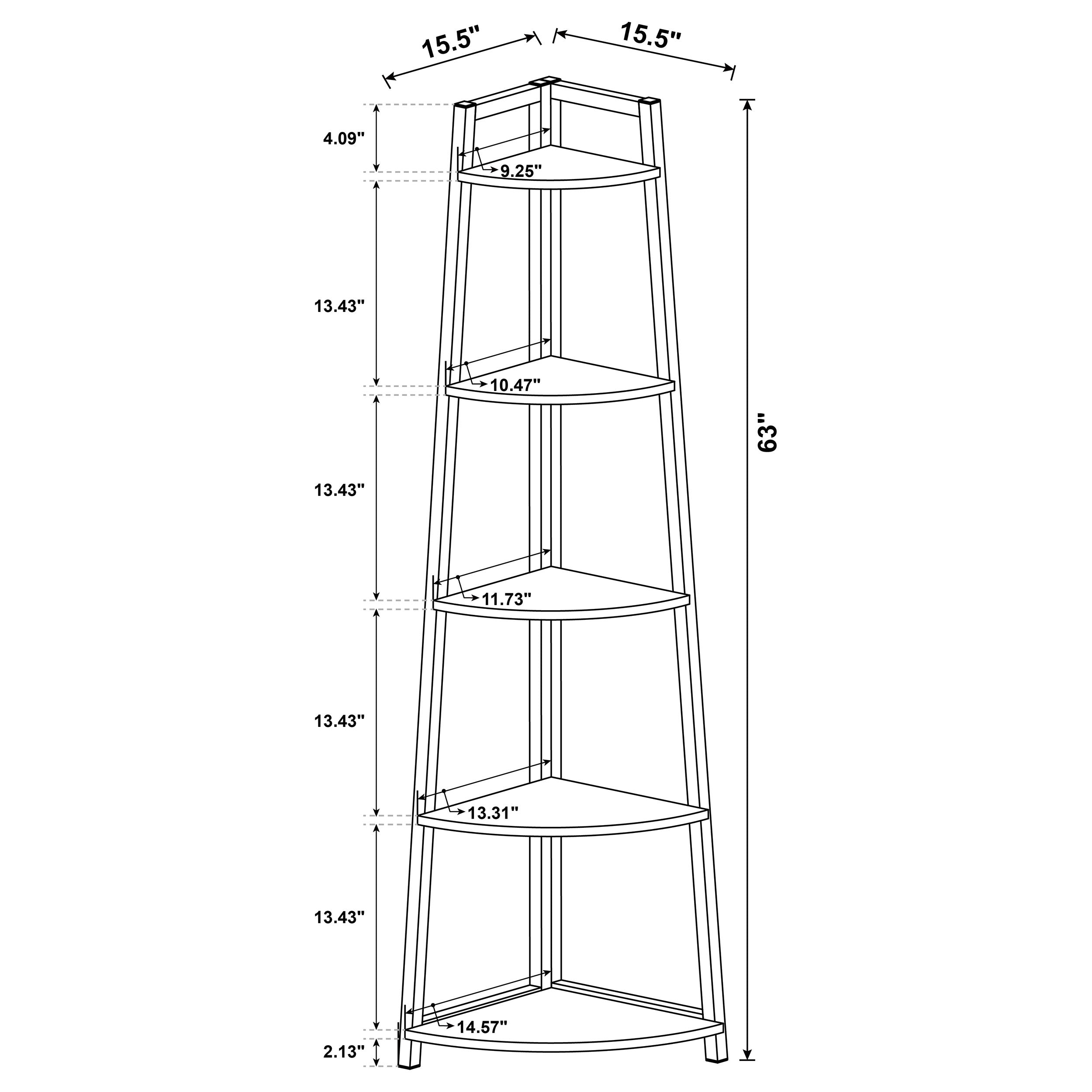 Jacksonville 5-tier Corner Bookcase Aged Walnut