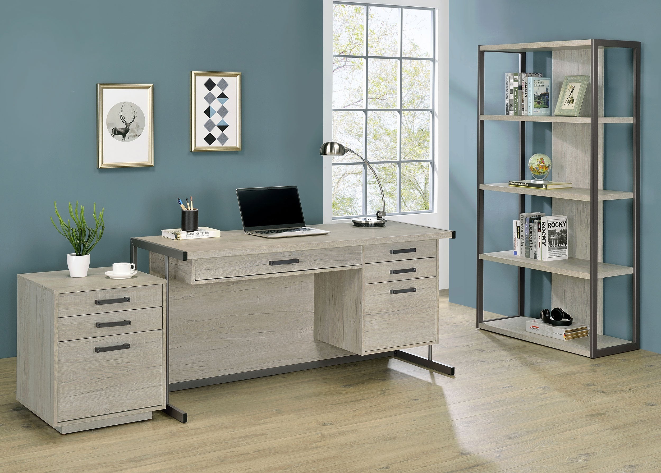 Loomis 3-drawer Square File Cabinet Whitewashed Grey