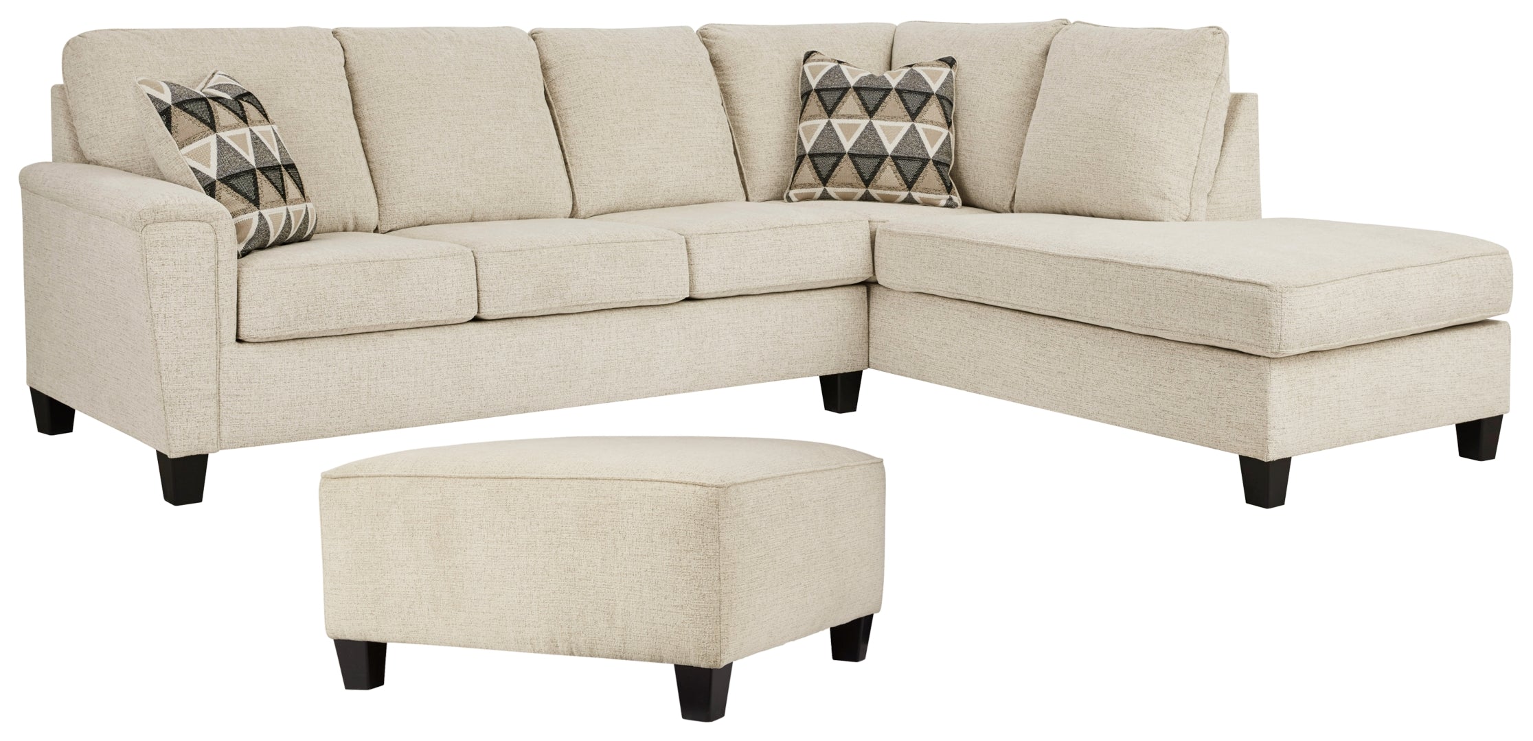 Abinger 2-Piece Beige Sectional with Ottoman