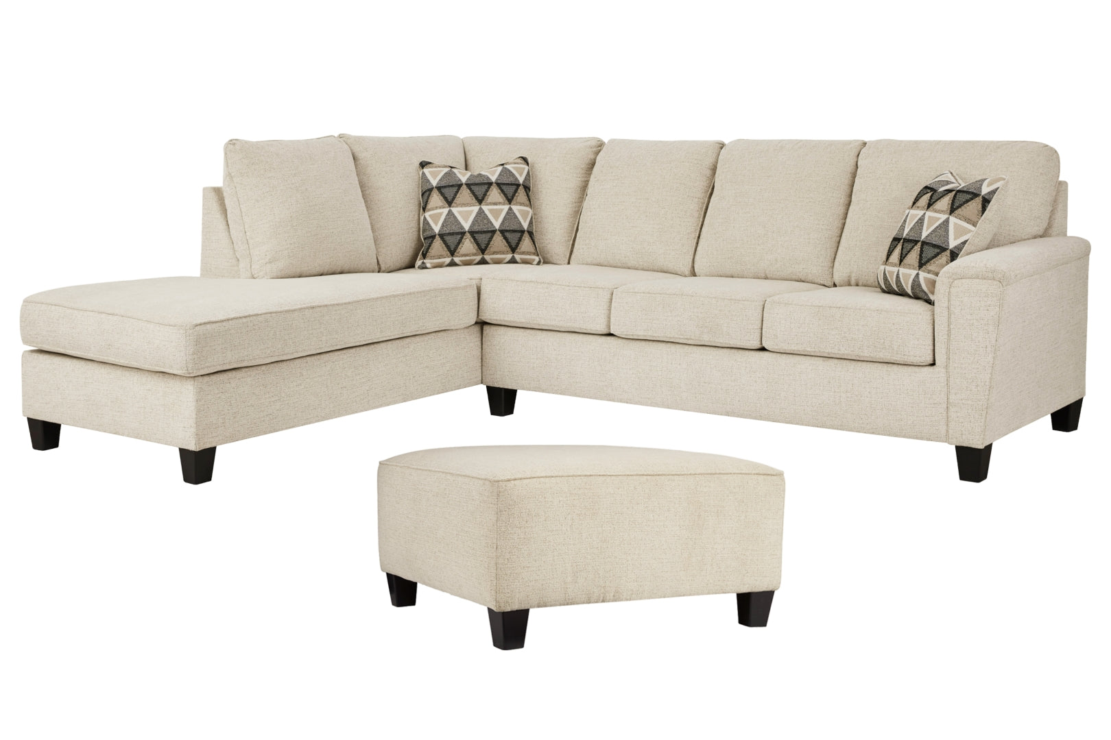 Abinger 2-Piece Beige Sectional with Ottoman