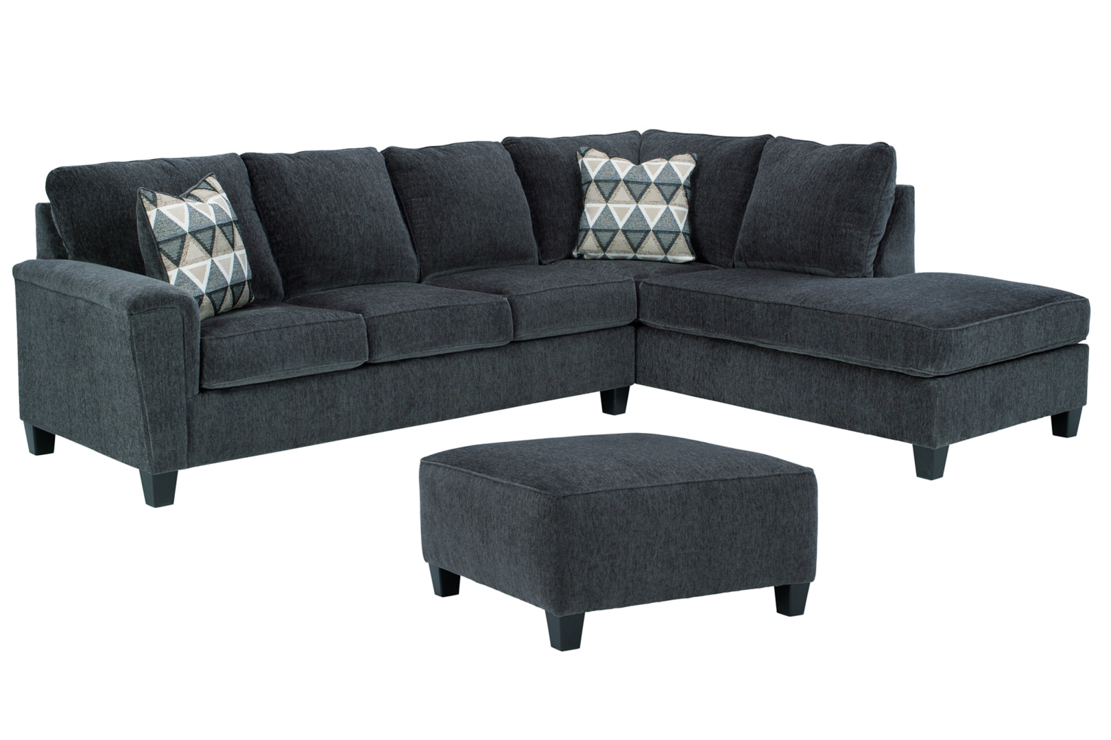 Abinger 2-Piece Navy Sectional with Ottoman