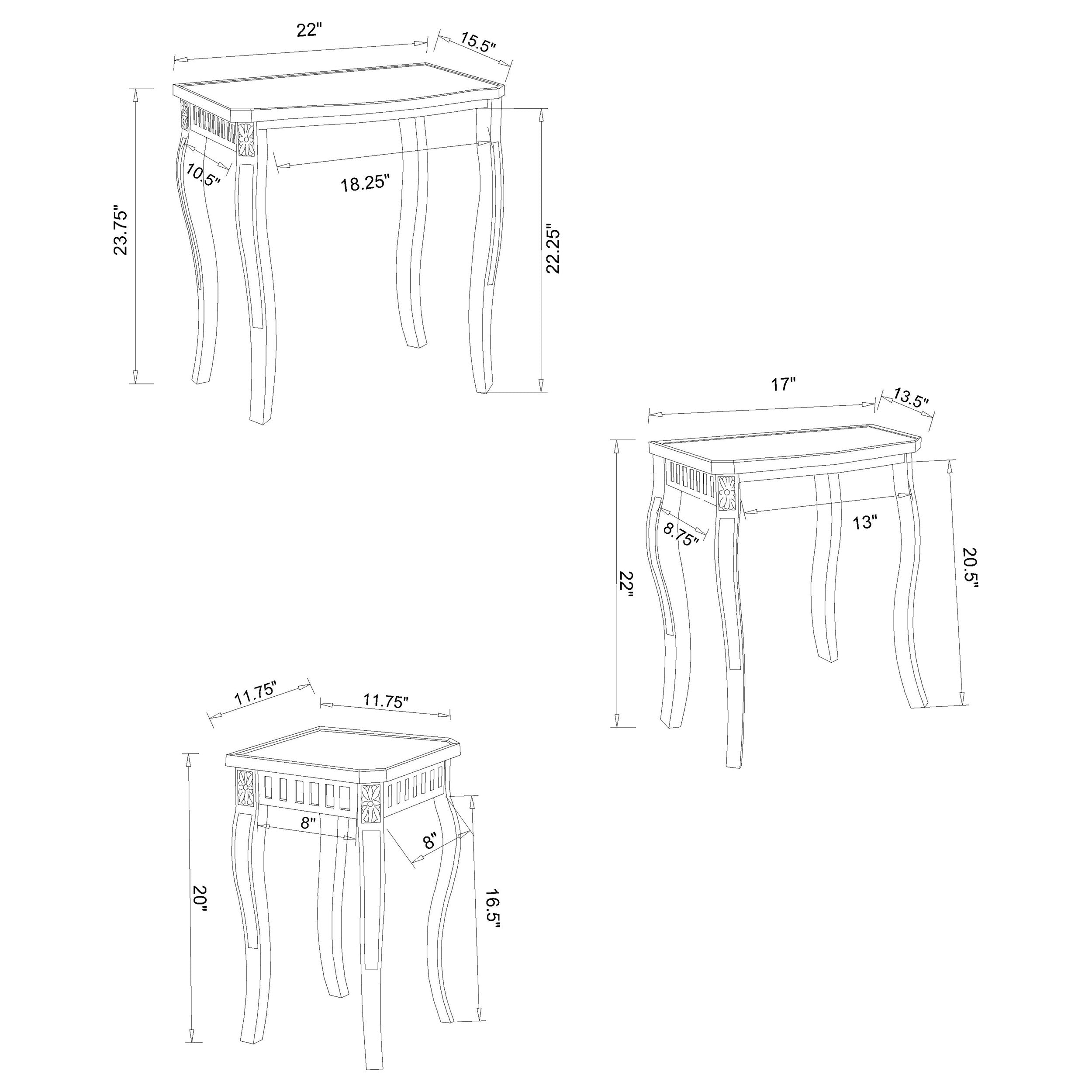 Daphne 3-piece Curved Leg Nesting Tables Warm Brown