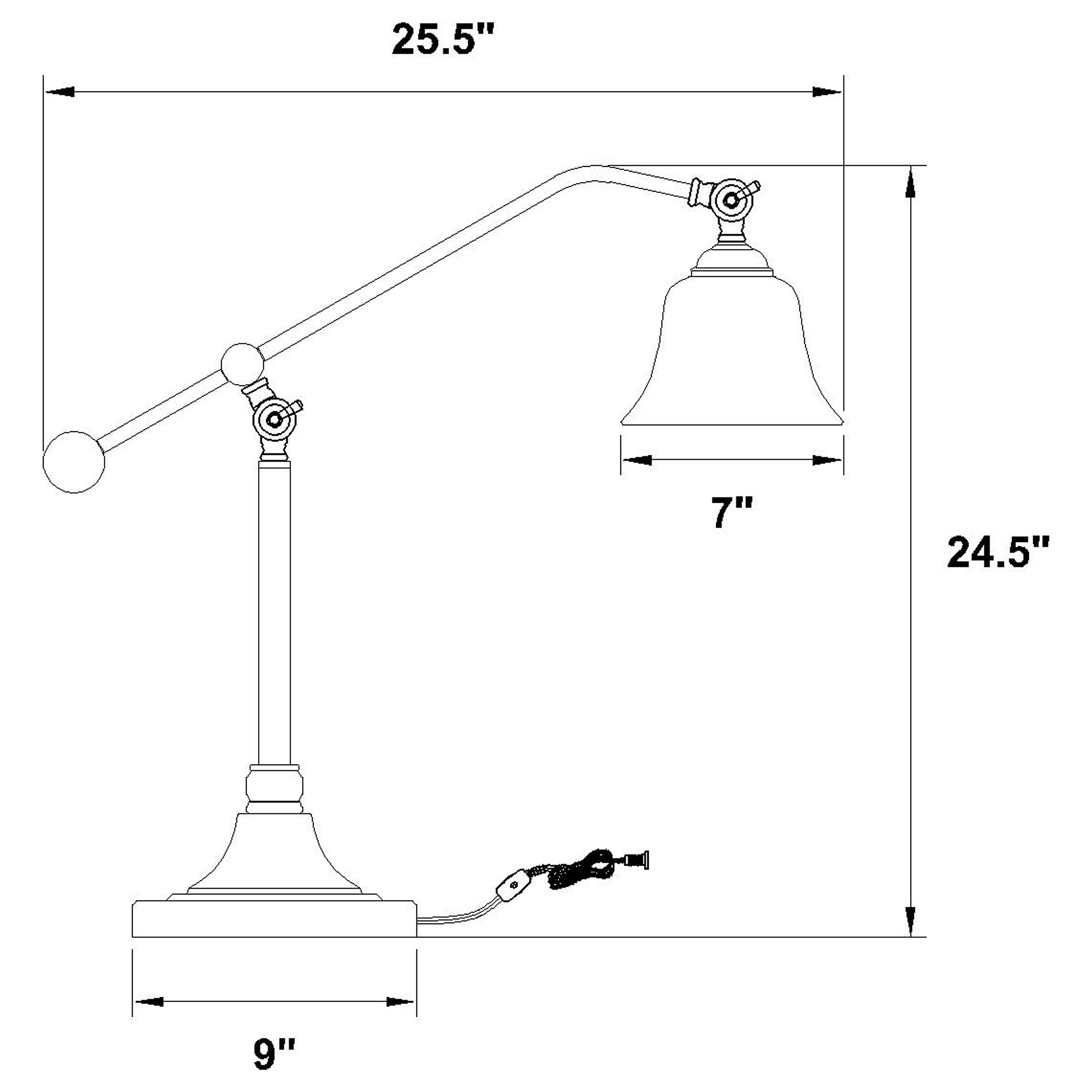 Eduardo 25-inch Bell Down Bridge Table Lamp Dark Bronze