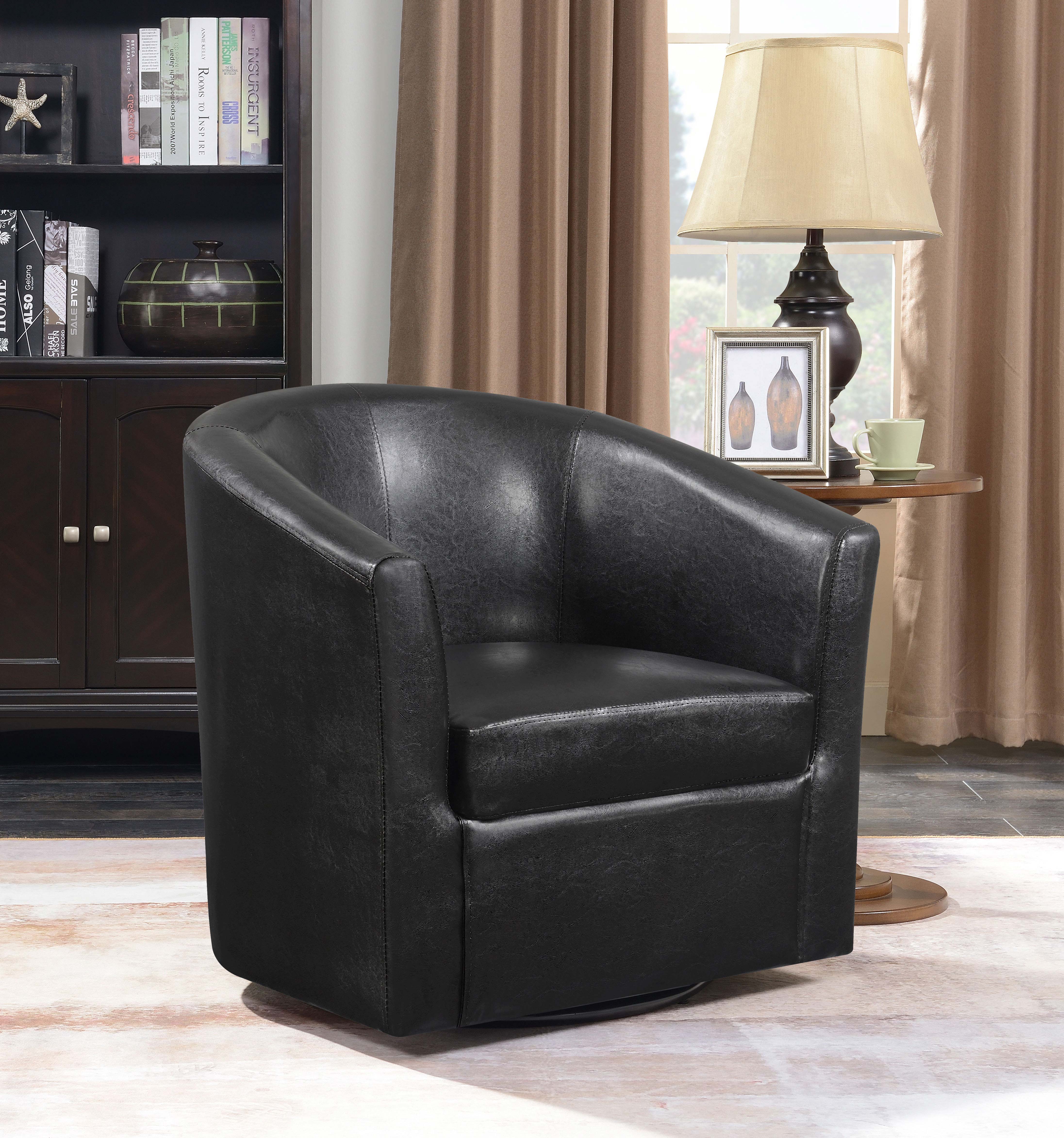 Turner Upholstery Sloped Arm Accent Swivel Chair Champagne