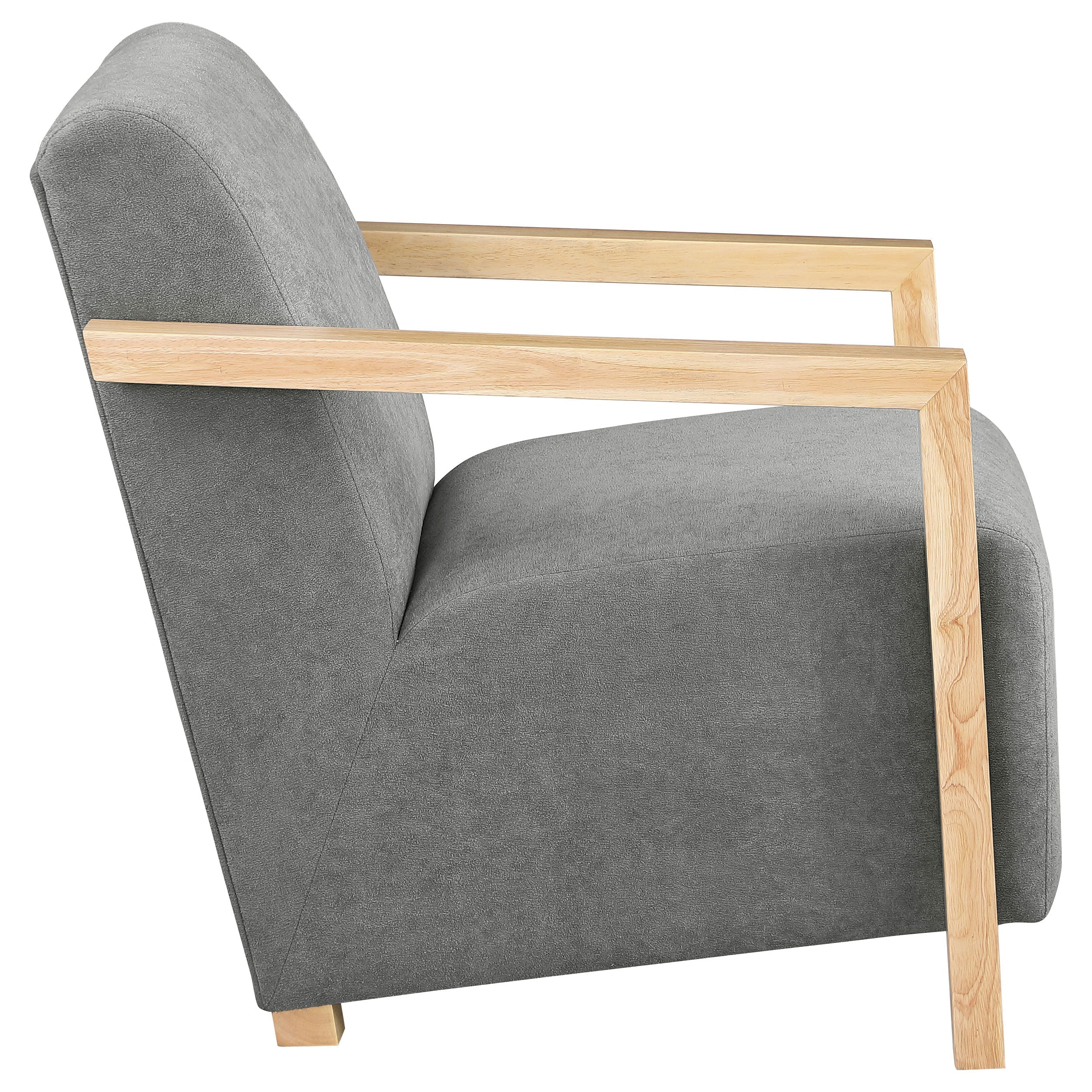 Diego Upholstered Accent Arm Chair with Wood Arms Grey