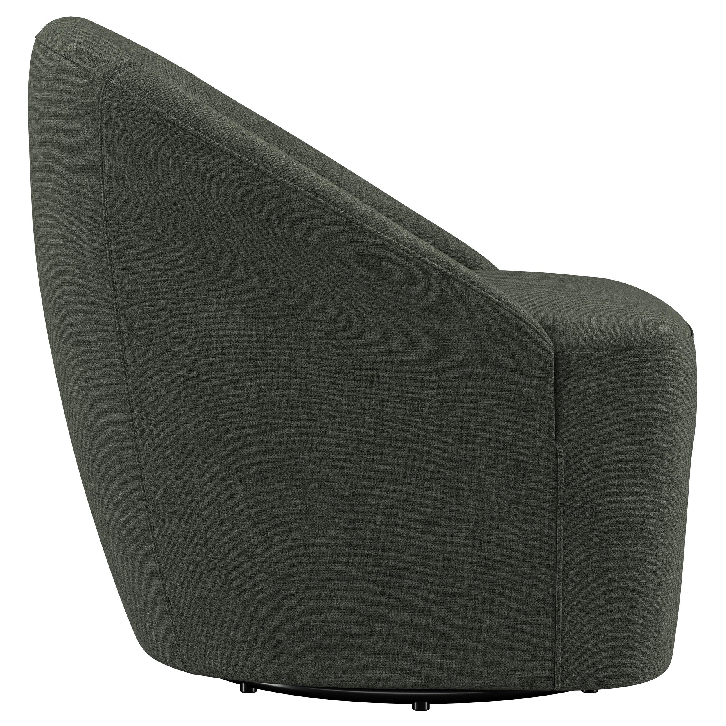 Leon Upholstered Barrel Accent Swivel Chair Hunter Green