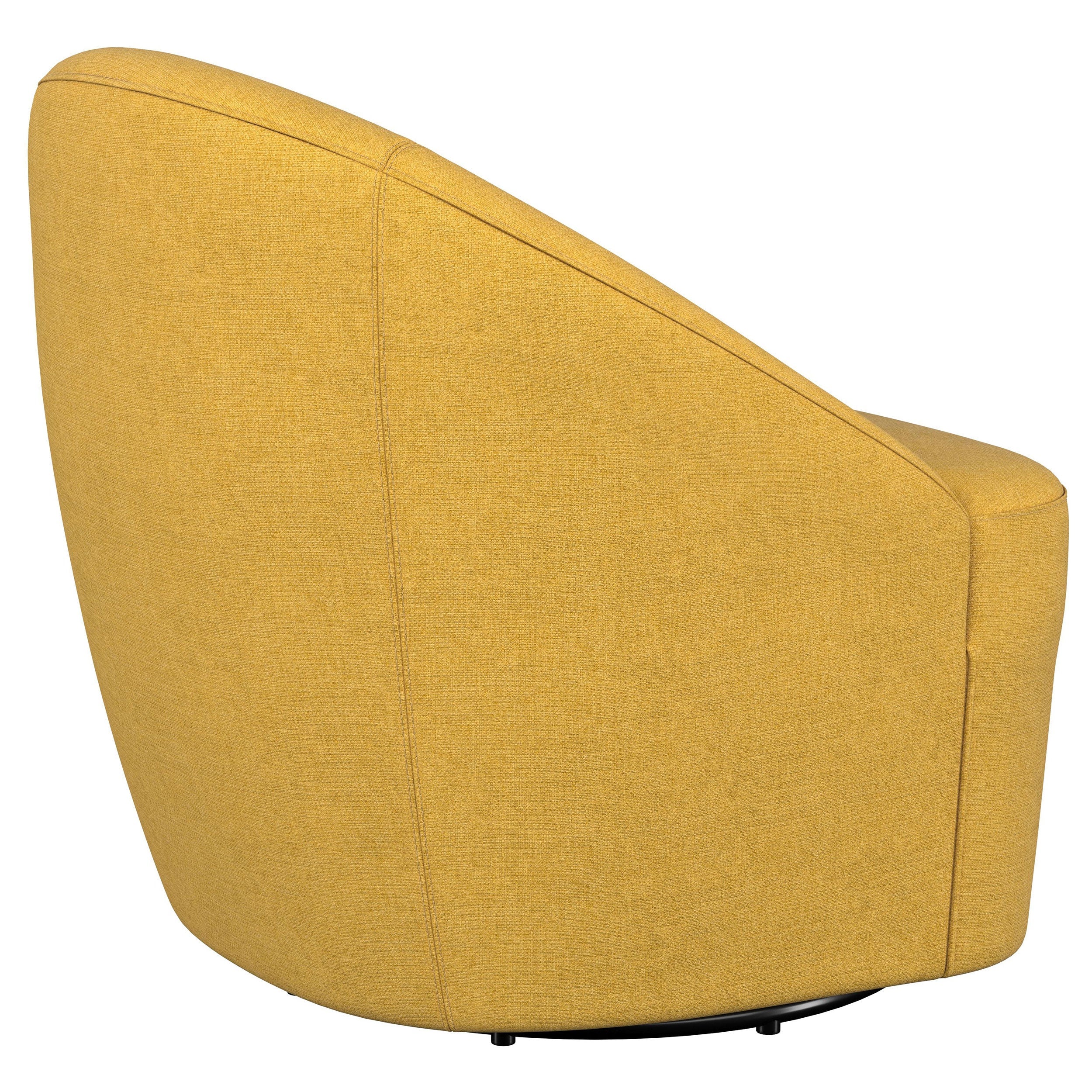 Leon Upholstered Barrel Accent Swivel Chair Mustard Yellow