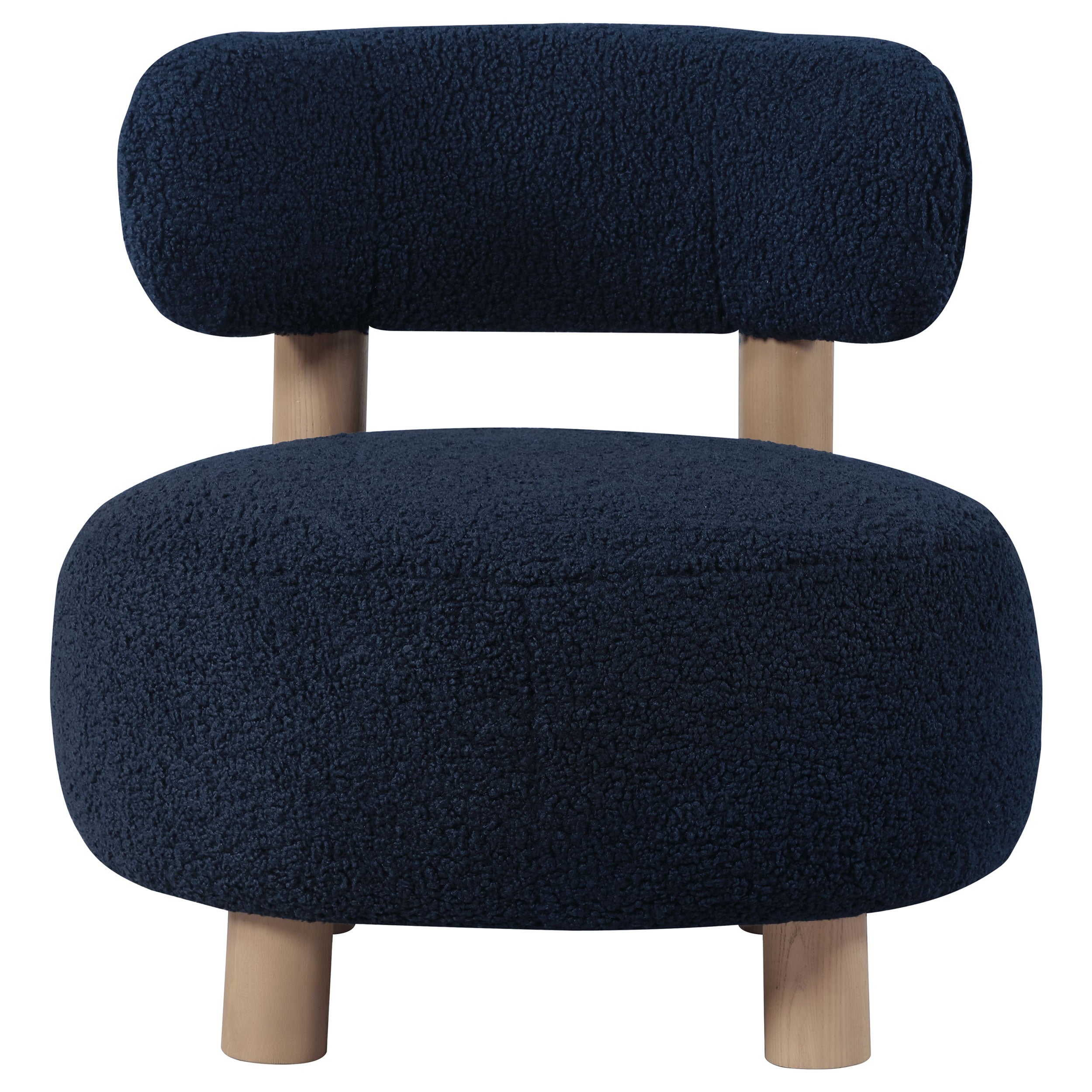 Zonie Boucle Upholstered Barrel Back Accent Chair Blue