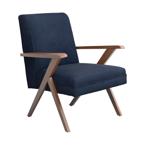 Cheryl Wooden Arms Accent Chair Dark Blue and Walnut image