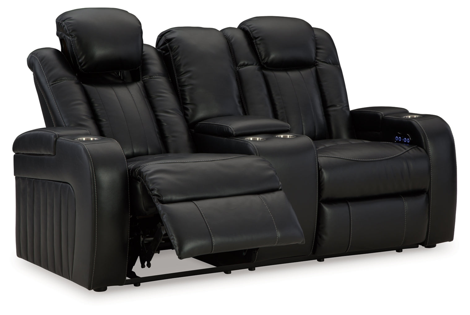 Caveman Den Power Reclining Loveseat/Console/Adjustable Headrest