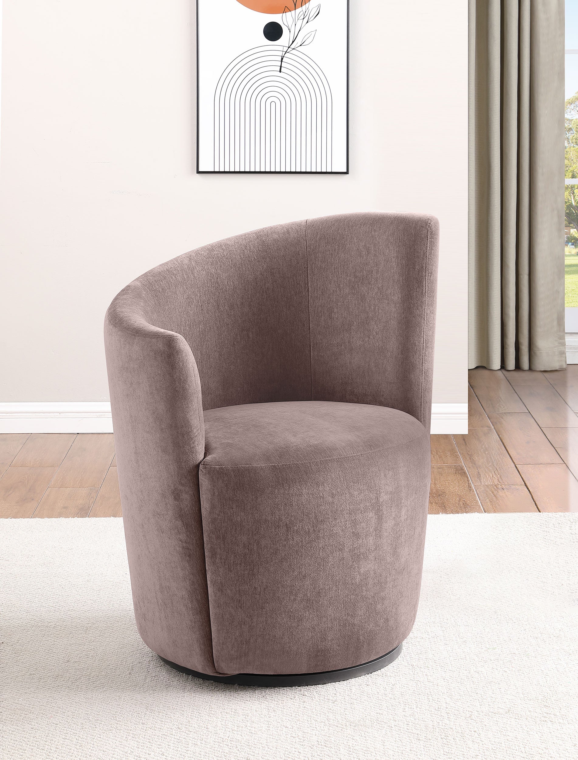 Nueva Upholstered Swivel Chair Curved Backrest Dove Grey