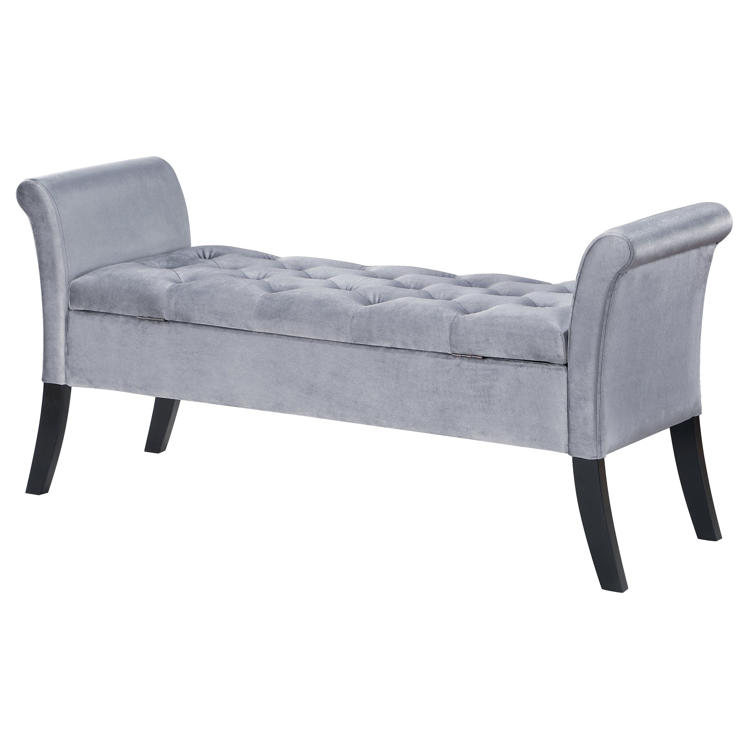 Farrah Velvet Upholstered Rolled Arm Storage Bench