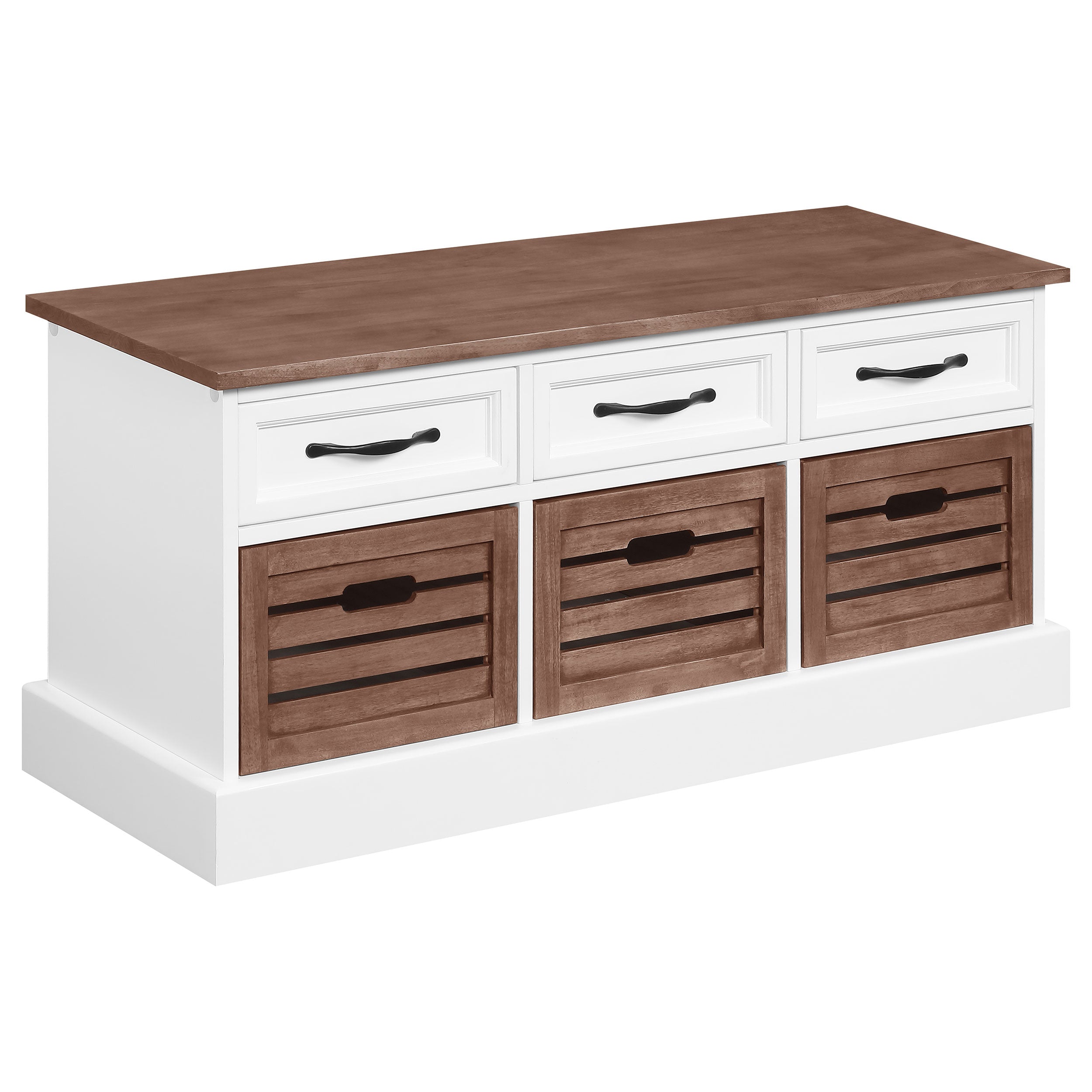 Alma 3-drawer Storage Bench White and Weathered Grey