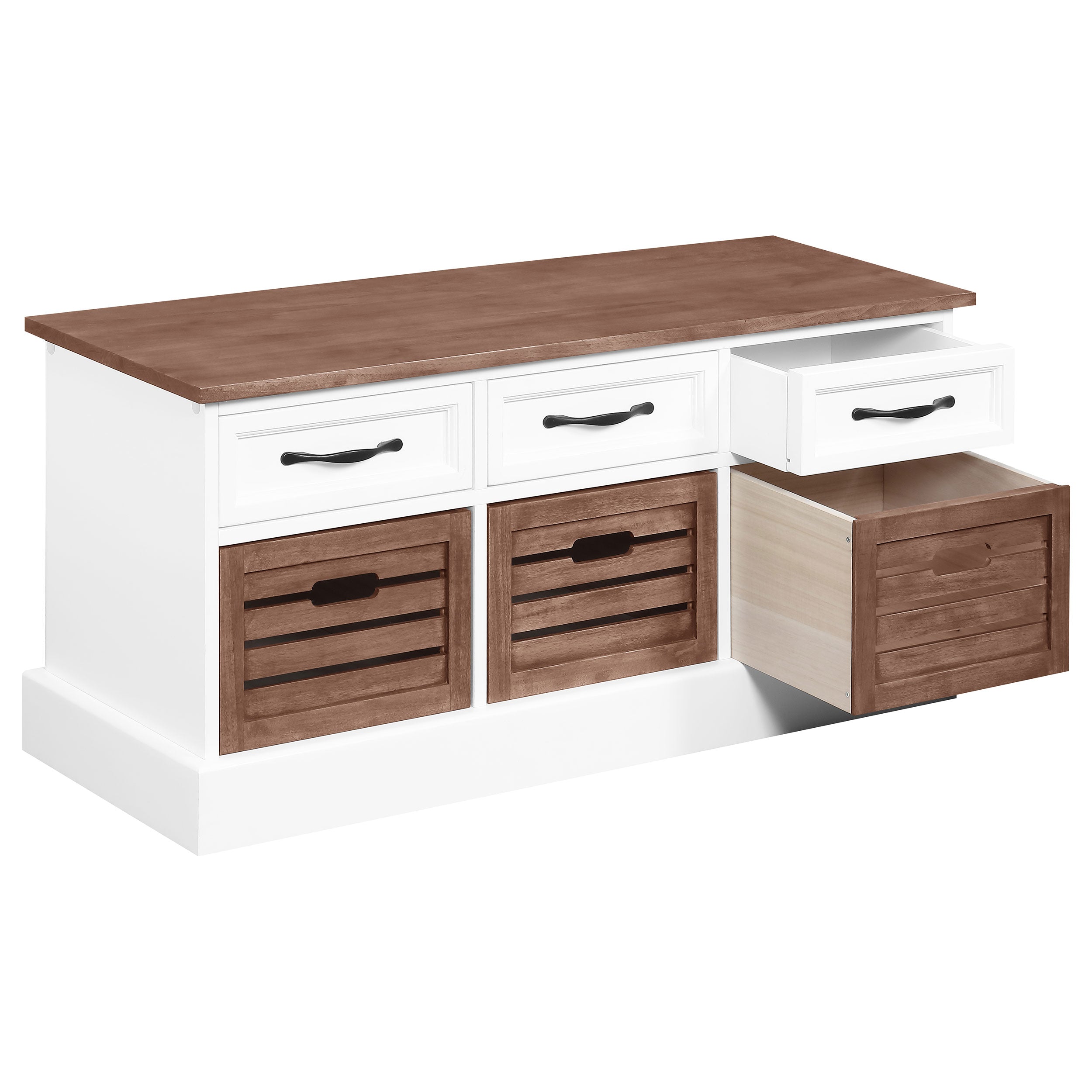 Alma 3-drawer Storage Bench White and Weathered Grey