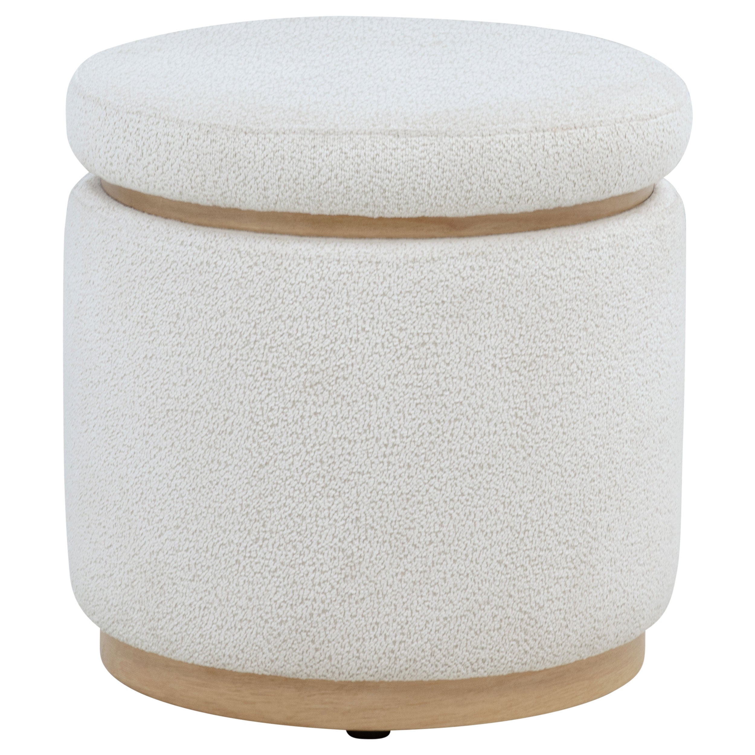 Remuda Boucle Upholstered Round Storage Ottoman Ivory