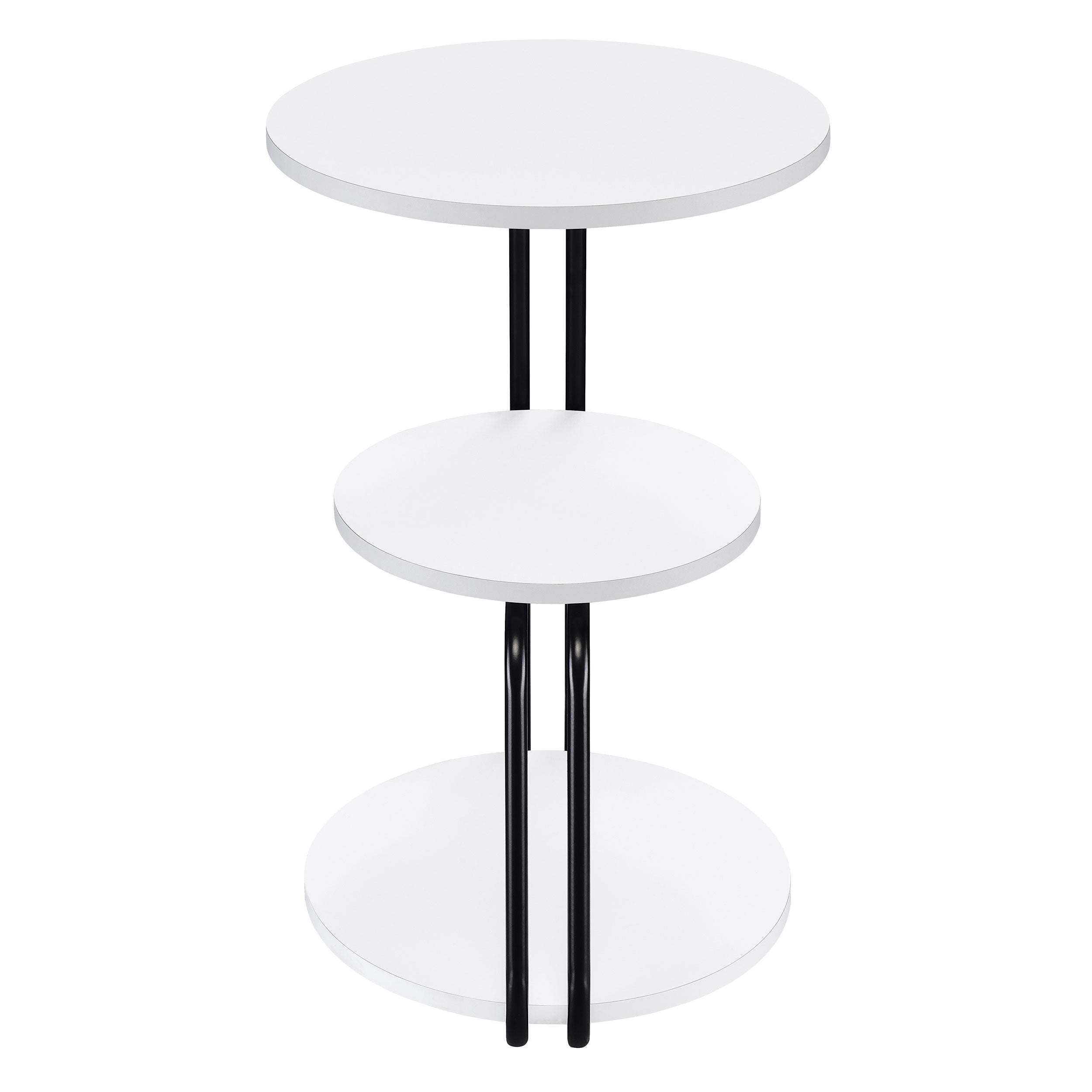 Hilly 3-tier Round Side Table White and Black