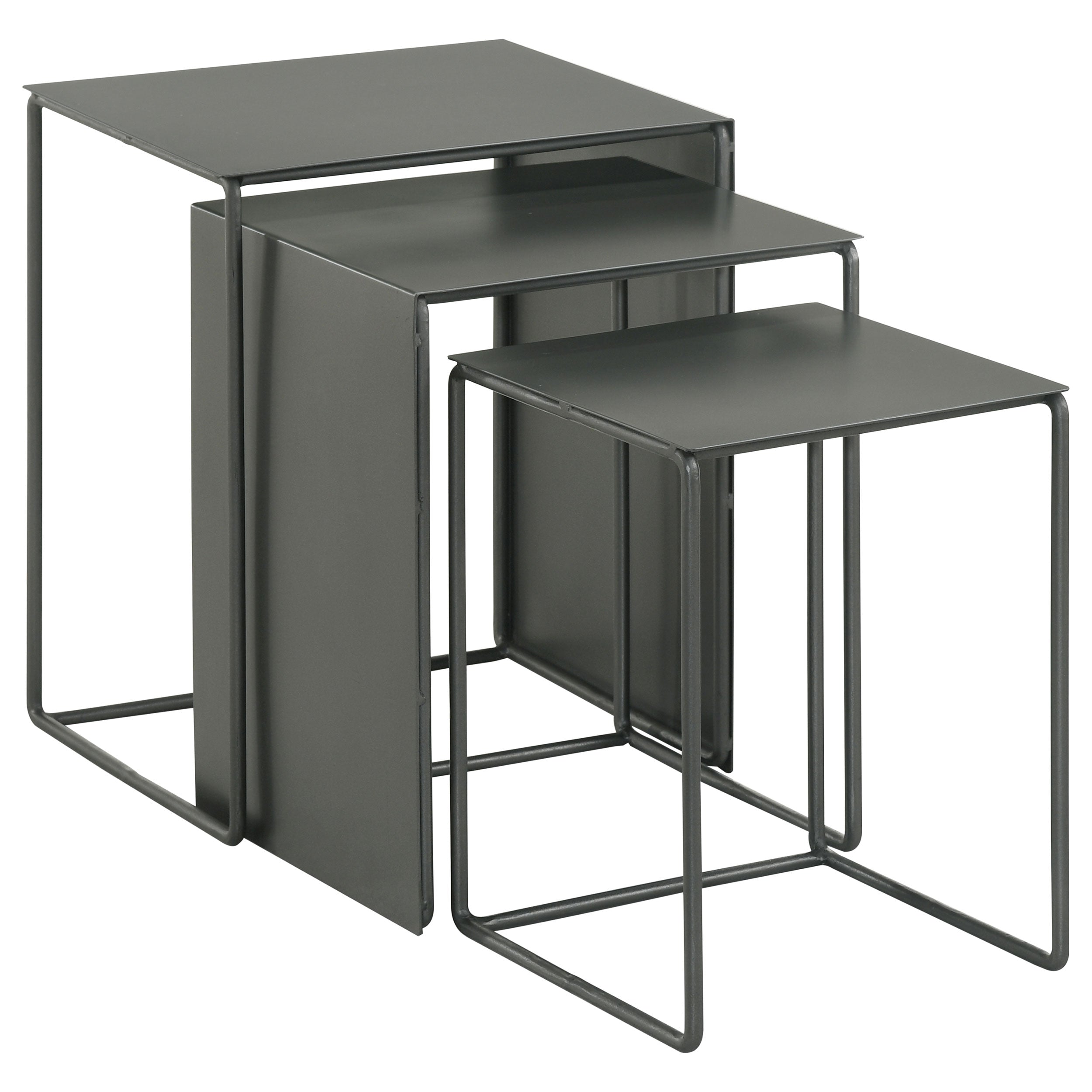 Imez  Rectangular Metal Nesting Table Set Grey