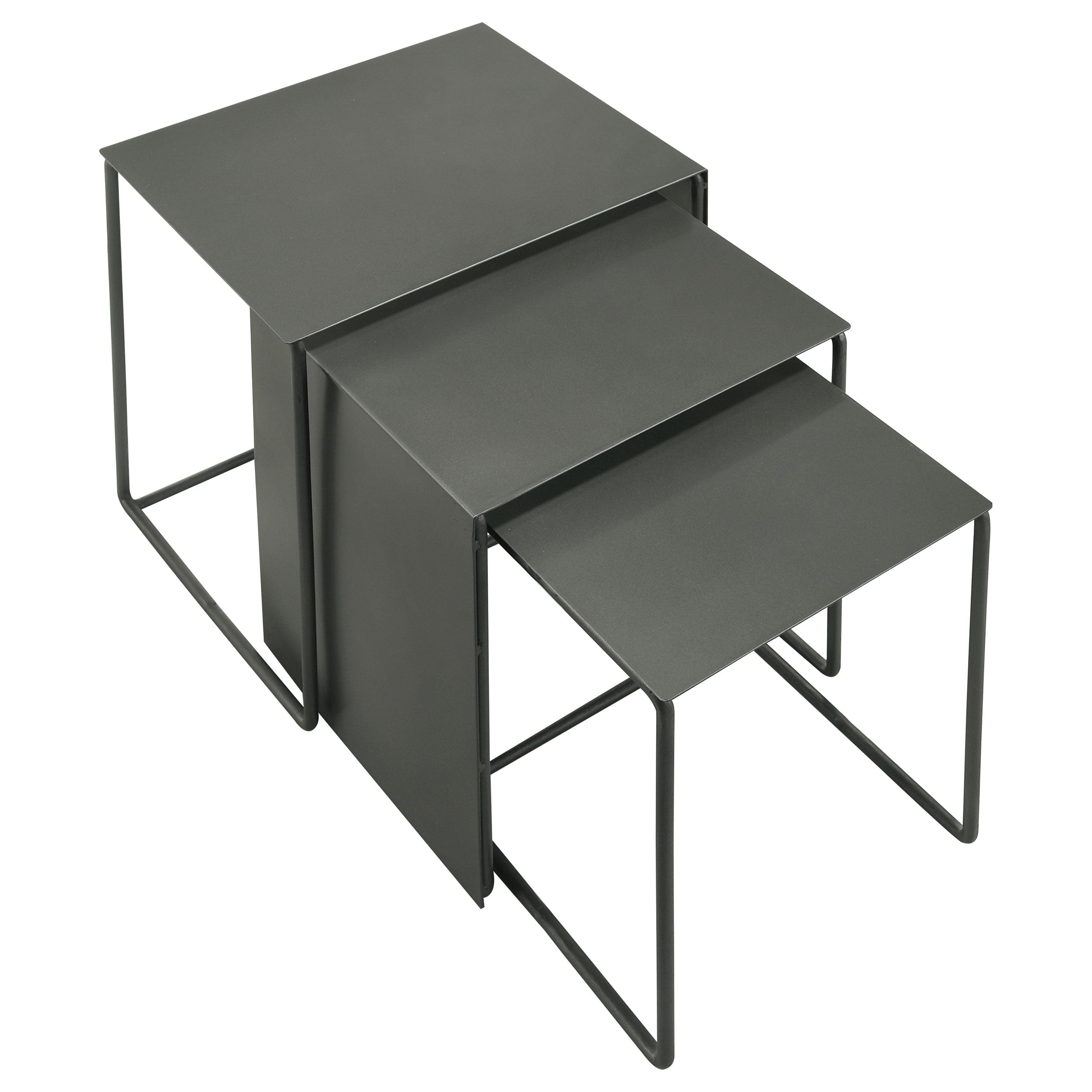 Imez  Rectangular Metal Nesting Table Set Grey