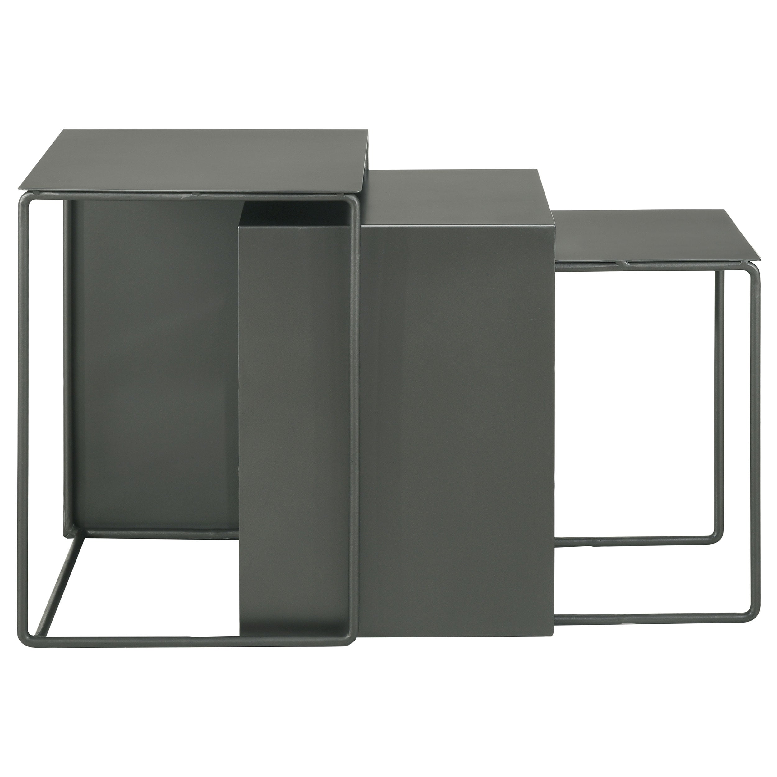 Imez  Rectangular Metal Nesting Table Set Grey