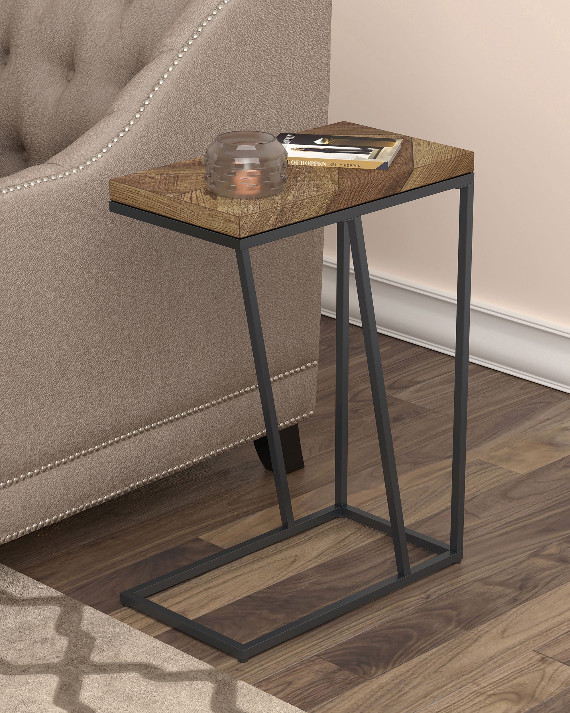 Sergio Chevron Rectangular Accent Table Tobacco