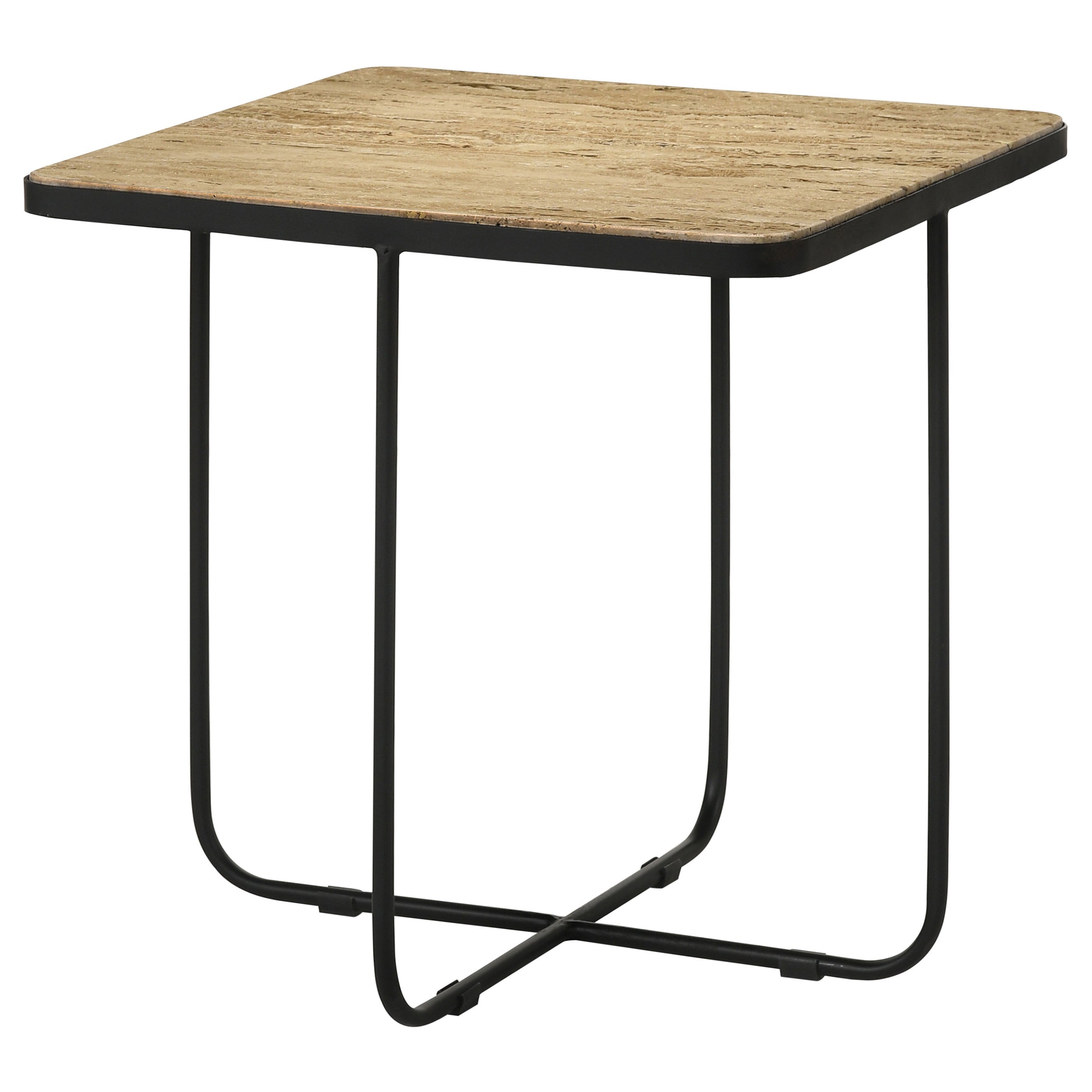 Elyna Square Accent Table Travertine and Black