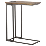 Rudy Snack Table with Power Outlet Gunmetal and Antique Brown image