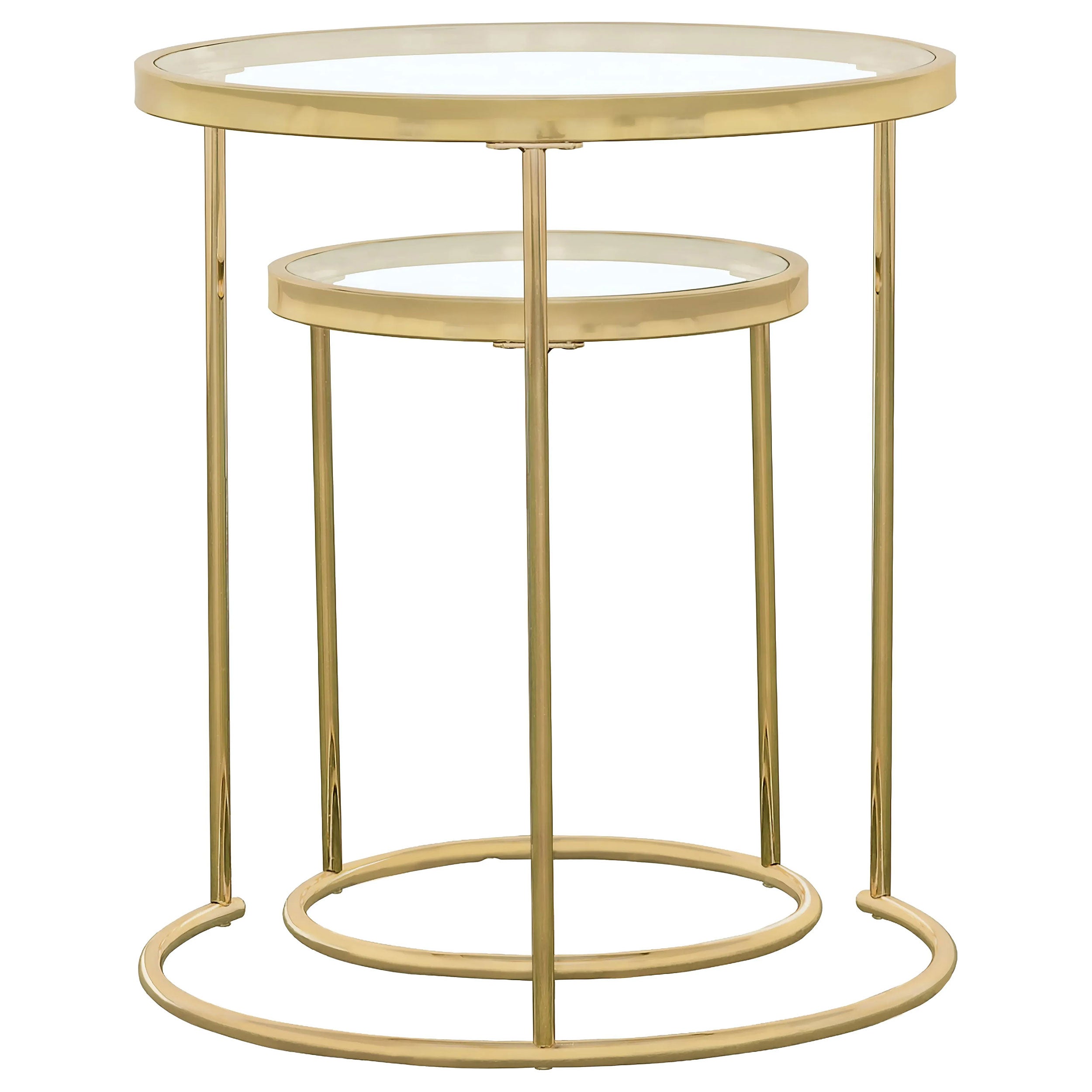 Maylin  Round Glass Top Nesting Table Set Gold